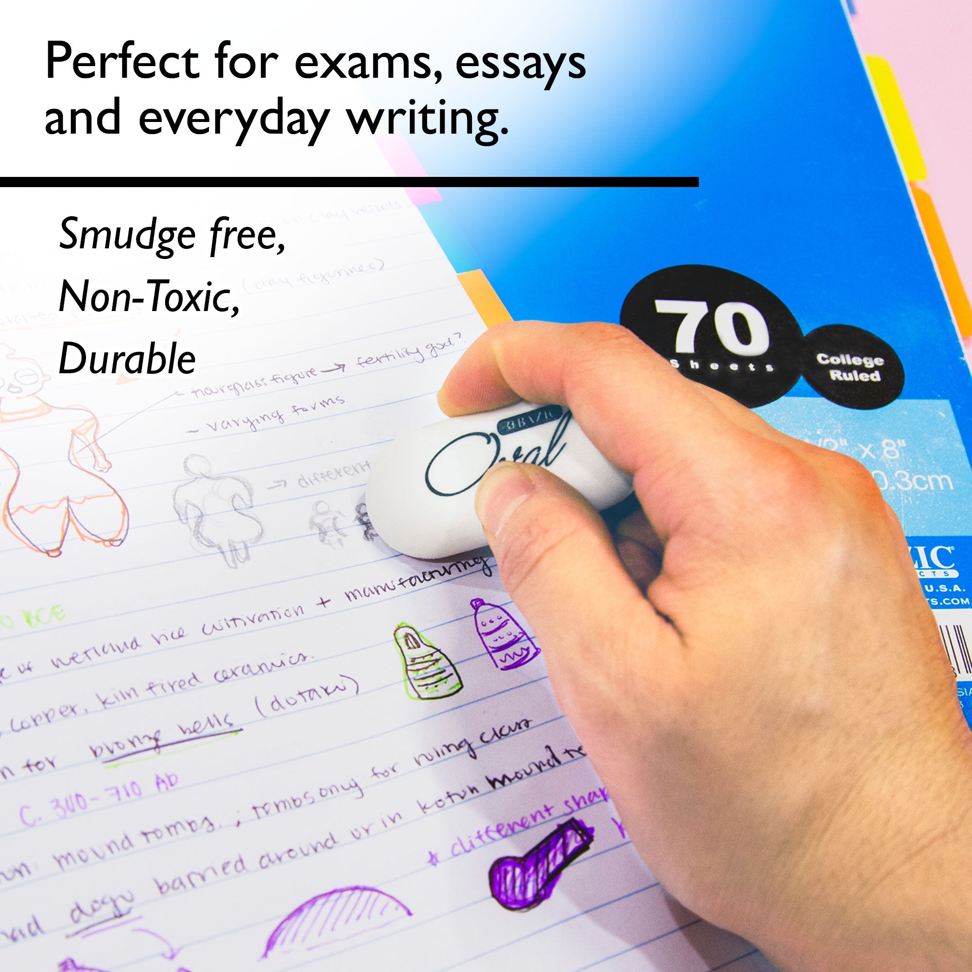 White Oval Eraser (4/Pack)