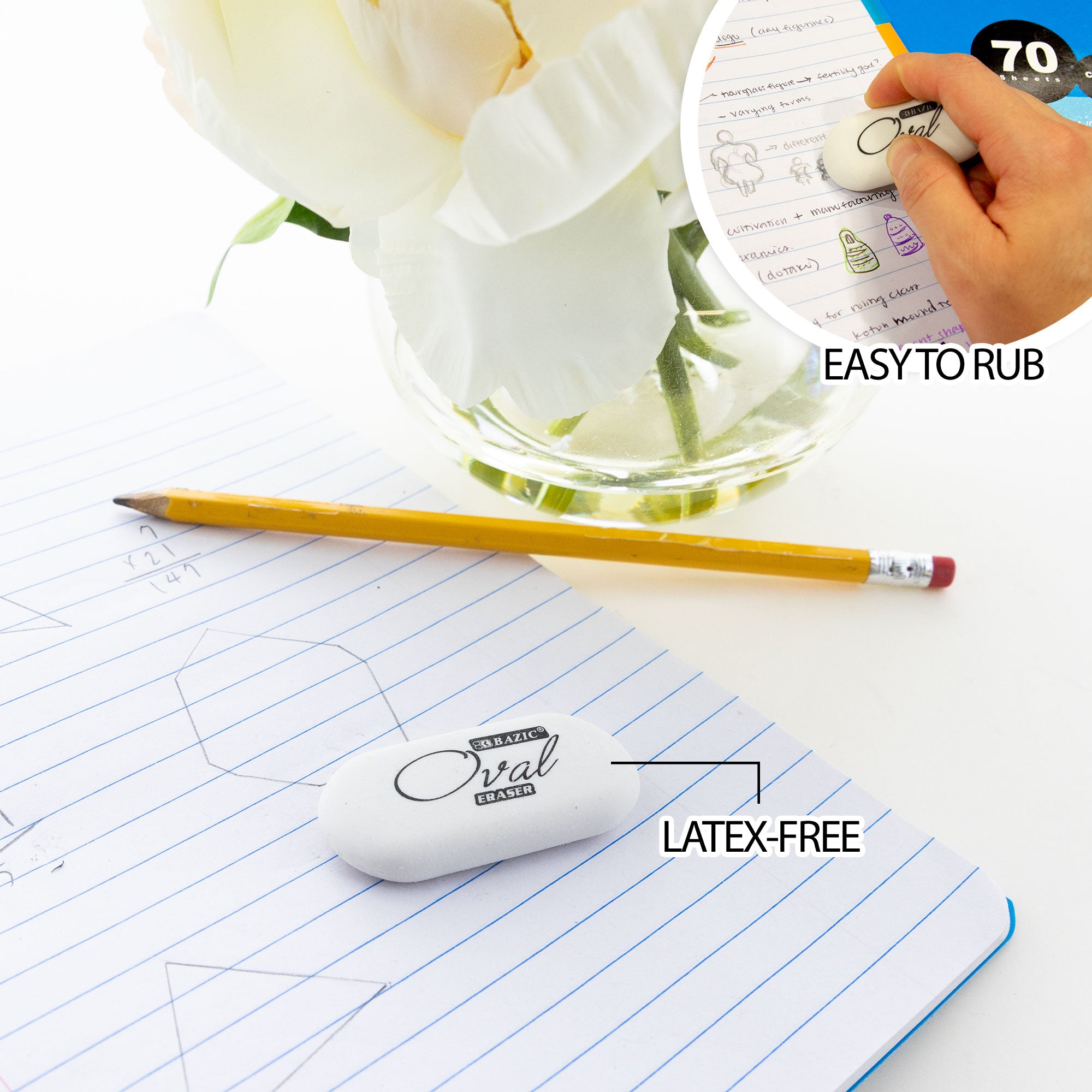 White Oval Eraser (4/Pack)