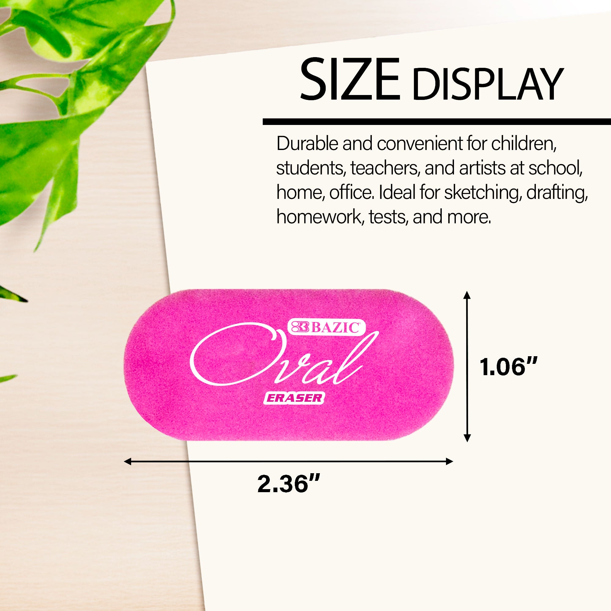 Bright Color Oval Eraser (4/Pack)