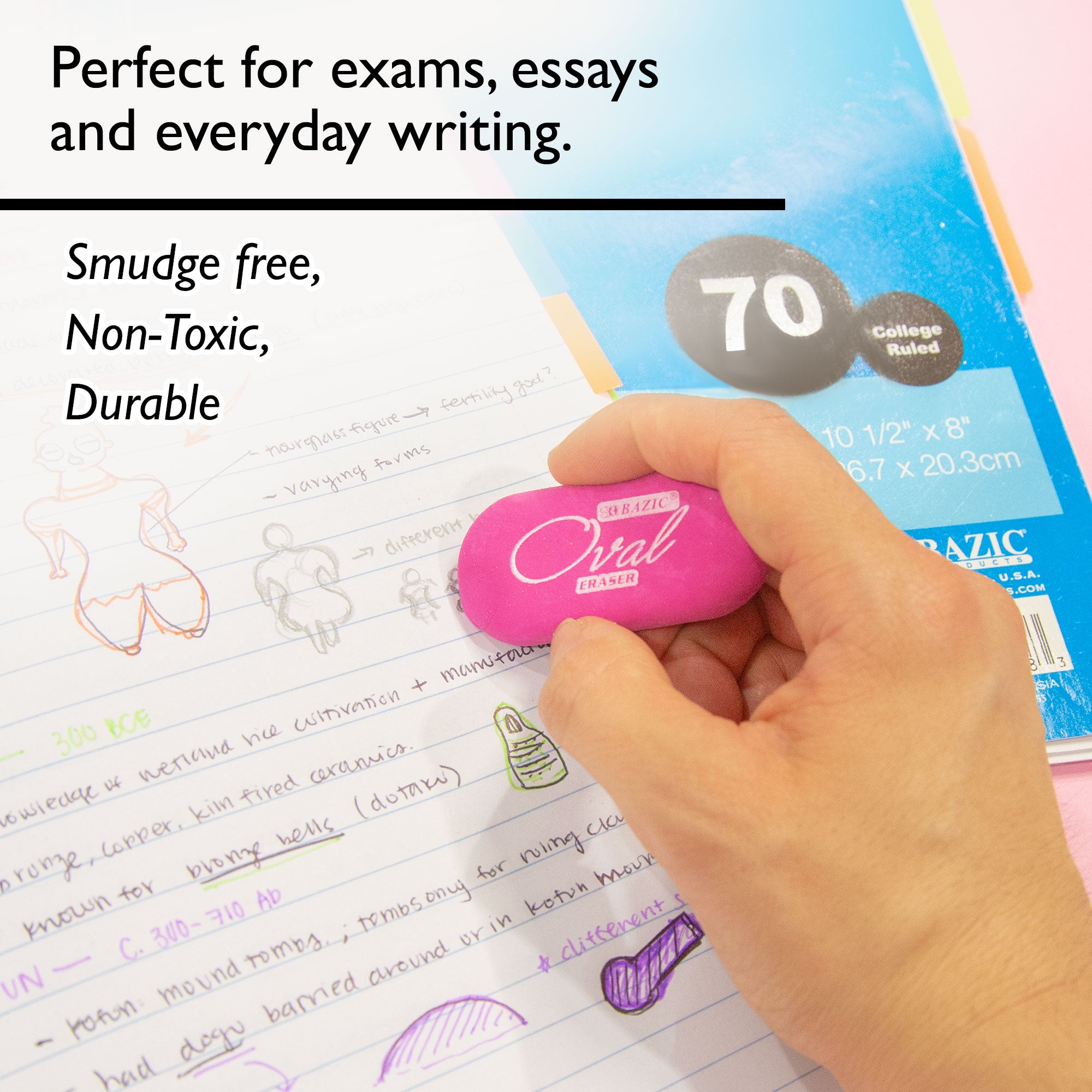 Bright Color Oval Eraser (4/Pack)
