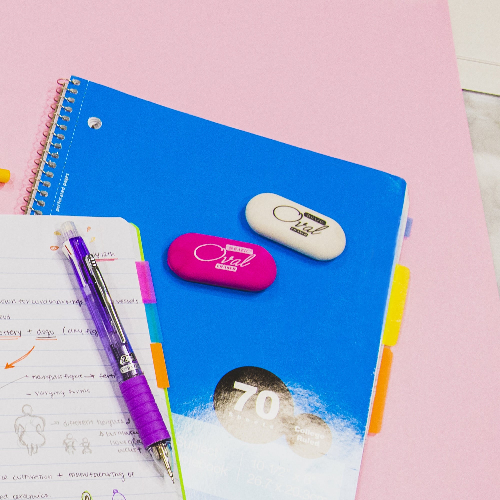 Bright Color Oval Eraser (4/Pack)