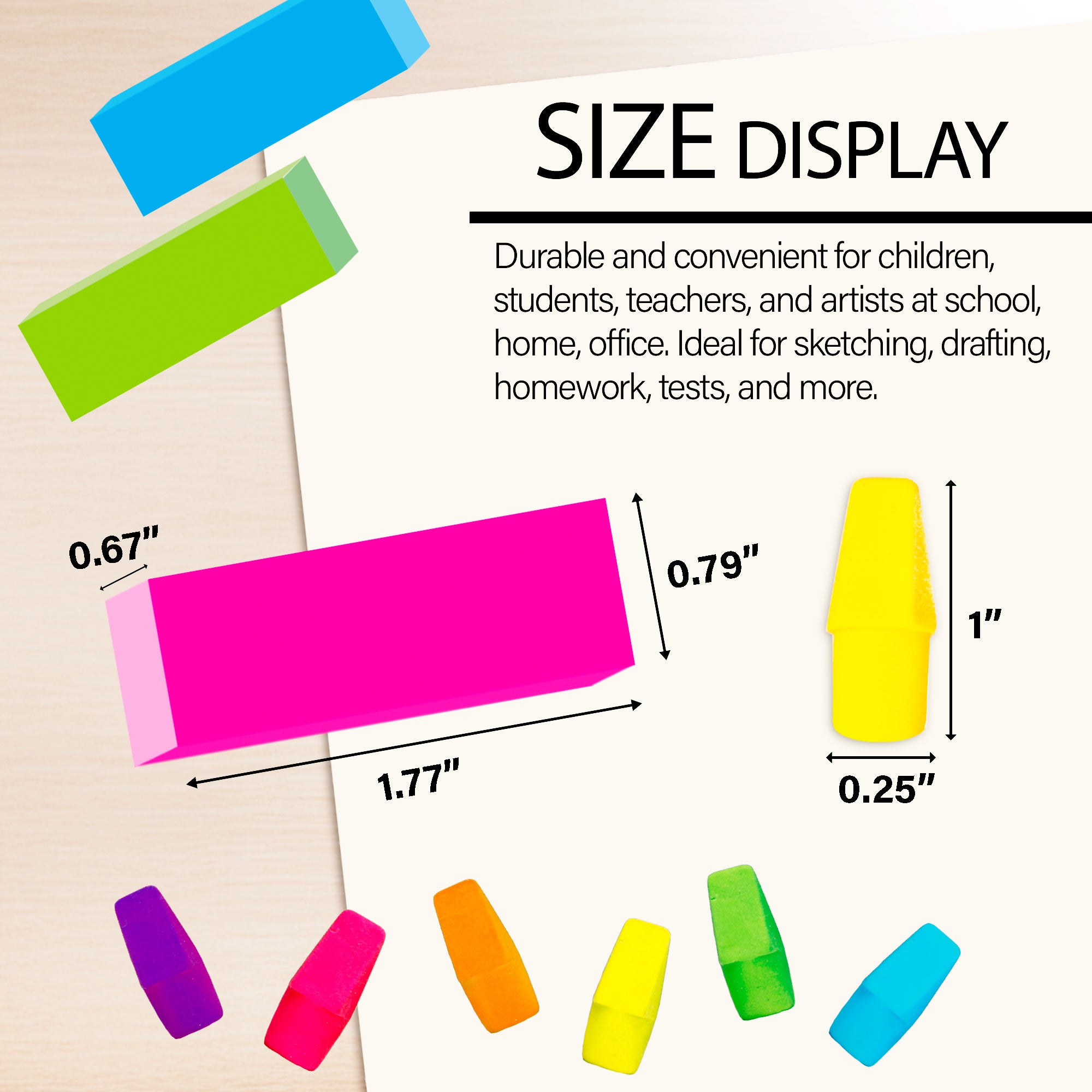 Neon Eraser Sets (15/Pack)