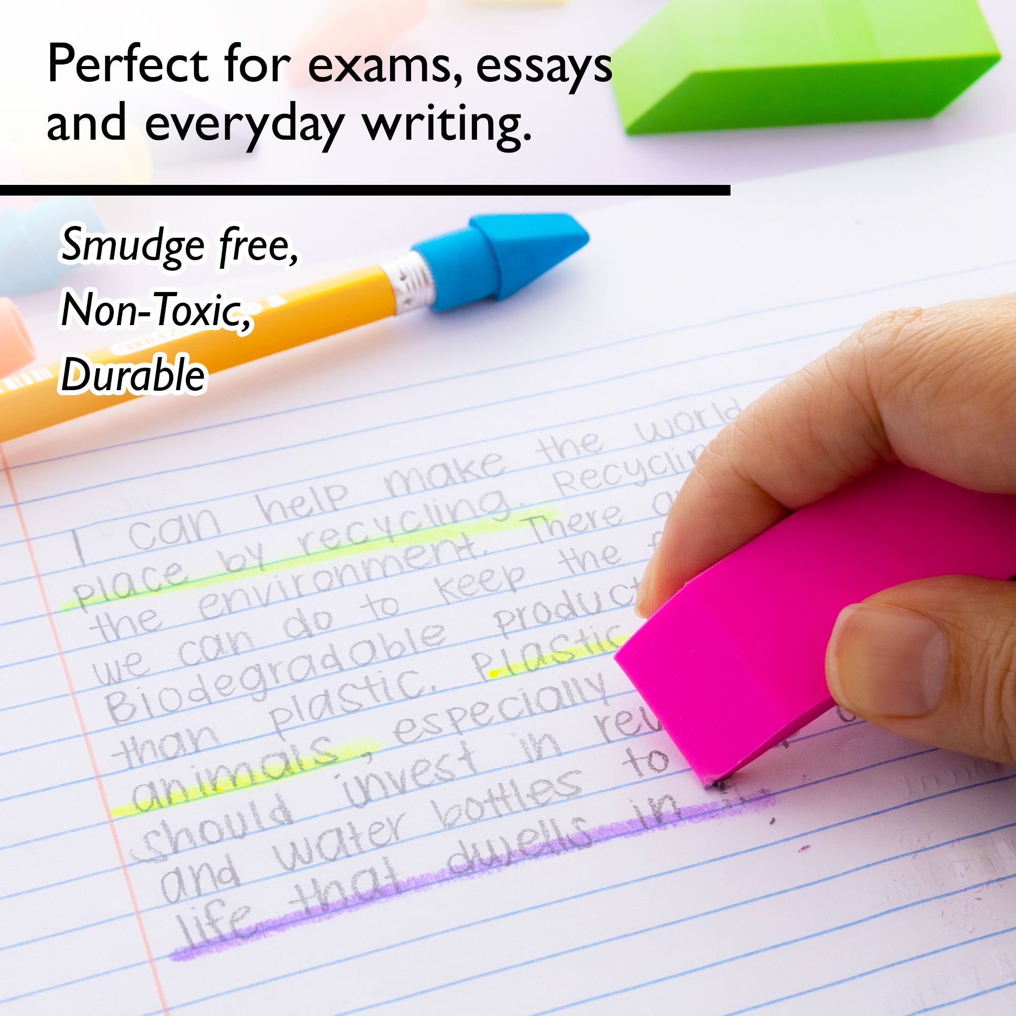 Neon Eraser Sets (15/Pack)