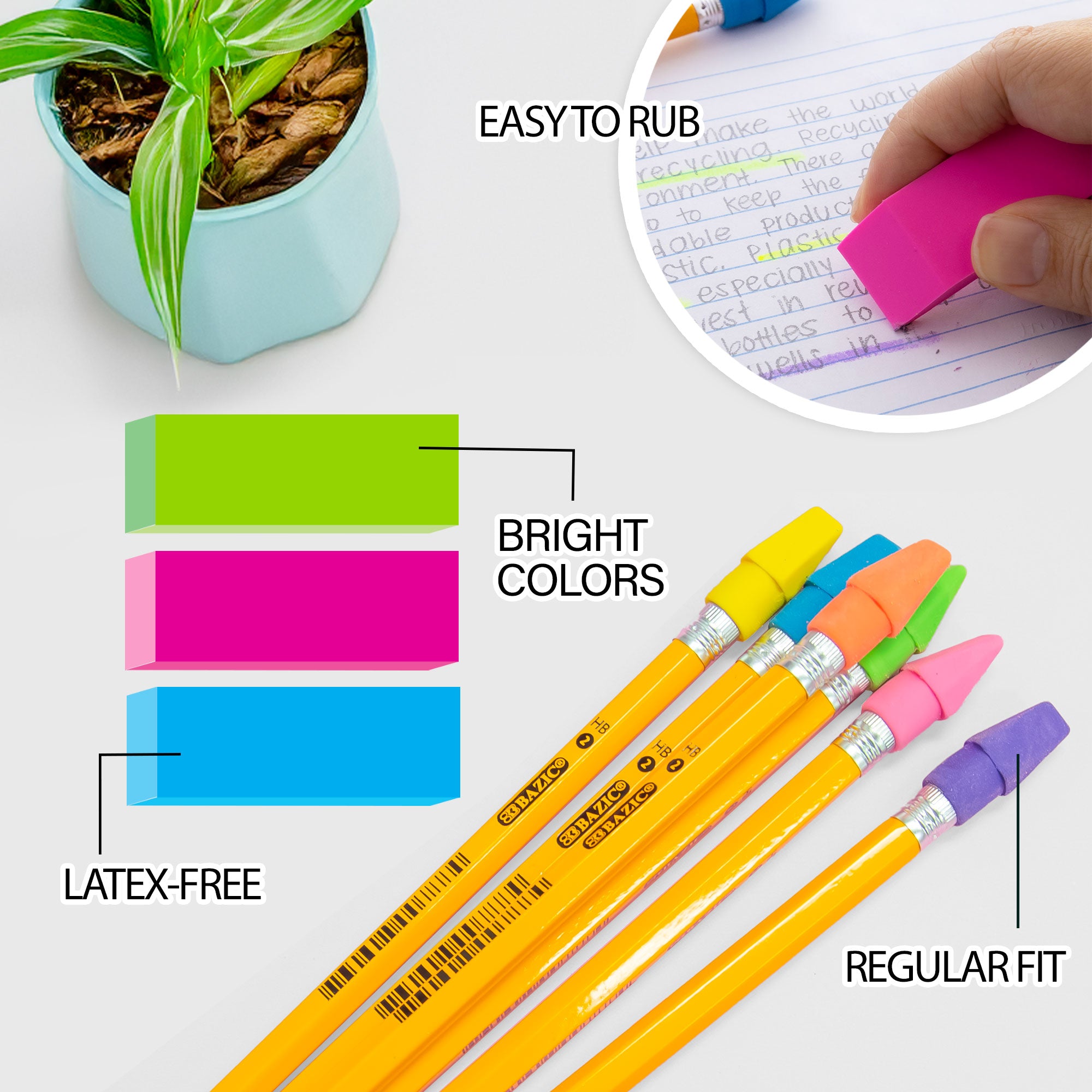 Neon Eraser Sets (15/Pack)