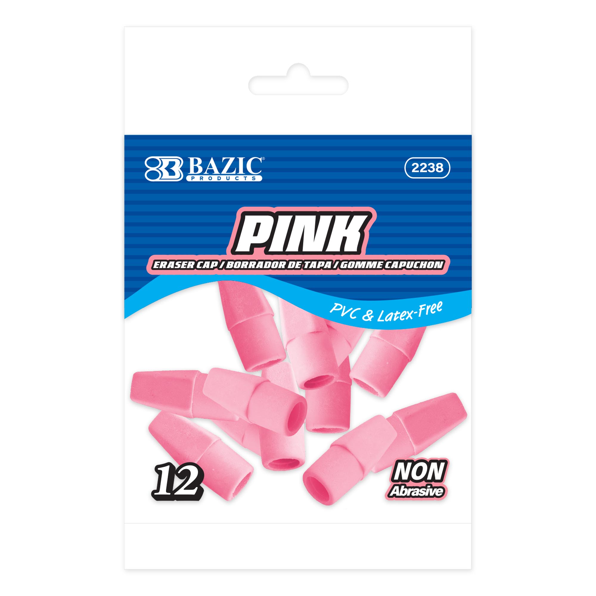Pink Pencil-Top Eraser Caps, Latex-Free, PVC-Free – BAZIC Store
