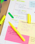 Yellow Pen Style Fluorescent Highlighters w/ Pocket Clip (5/Pack)