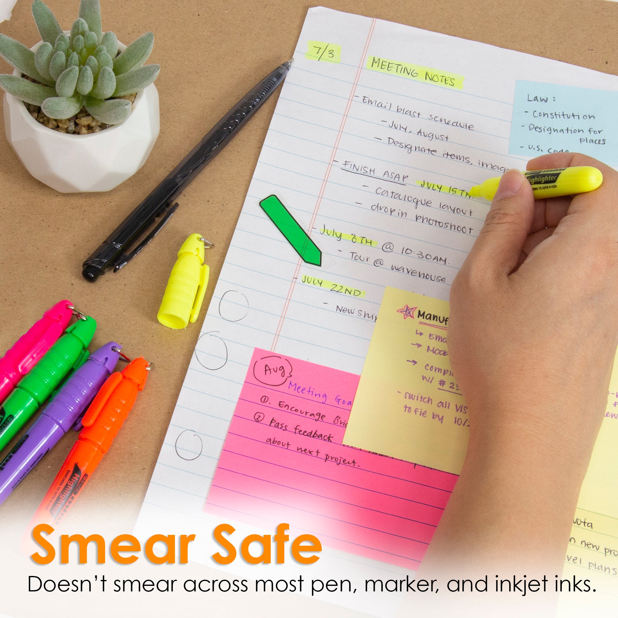 Mini Fluorescent Highlighters w/ Cap Clip (5/Pack)