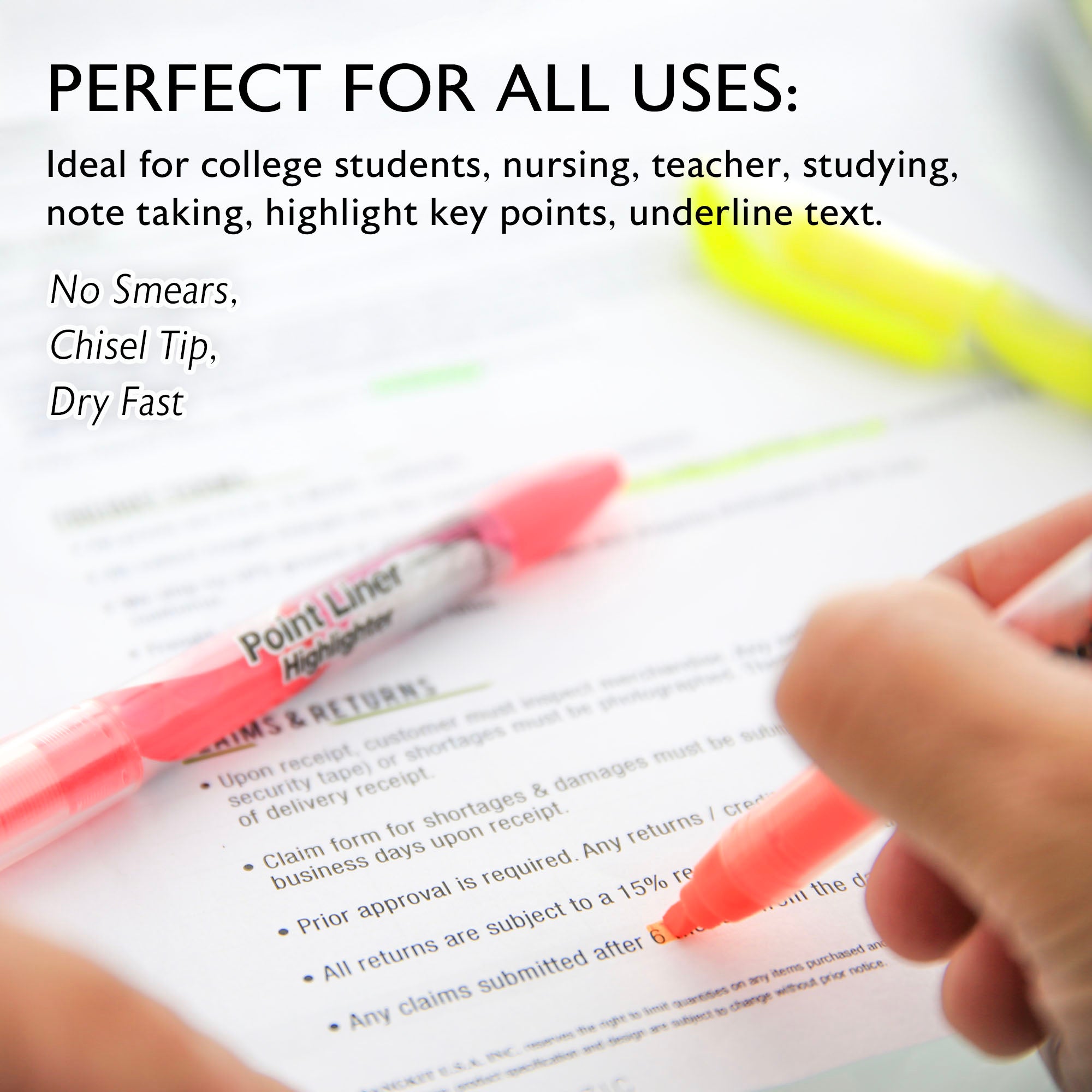 Pen Style Fluorescent Color Liquid Highlighters (4/Pack)