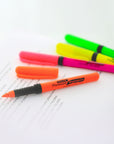 Pen Style Fluorescent Highlighters w/ Cushion Grip (4/Pack)