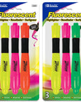 Desk Style Fluorescent Highlighters w/ Cushion Grip (3/Pack)