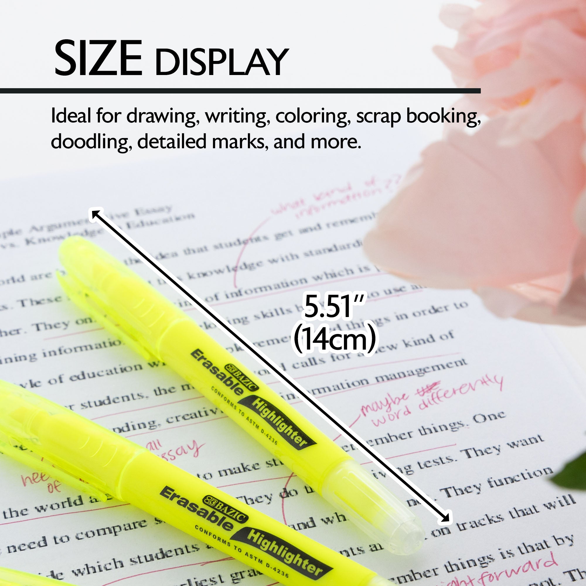 Yellow Erasable Highlighters (3/Pack)