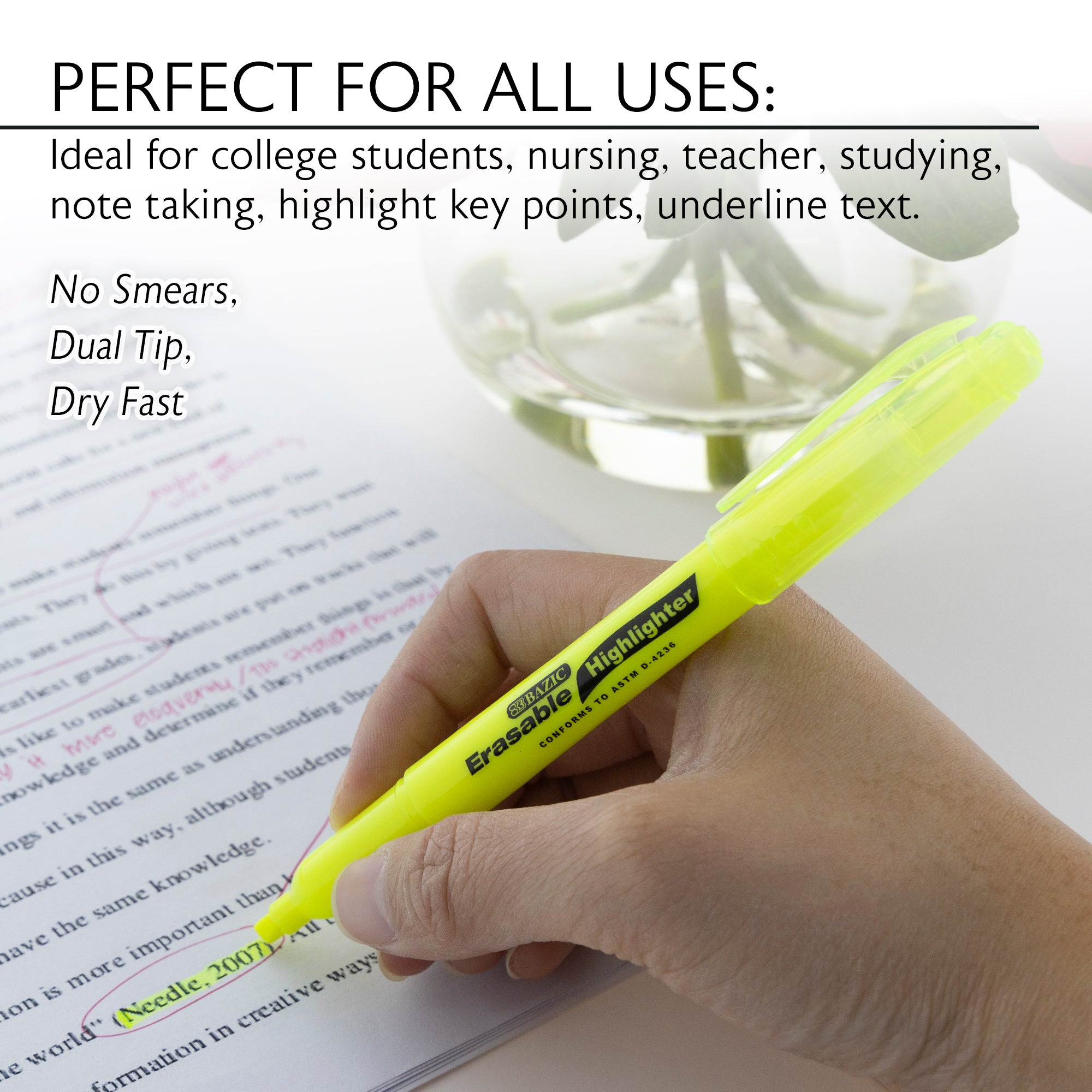 Yellow Erasable Highlighters (3/Pack)