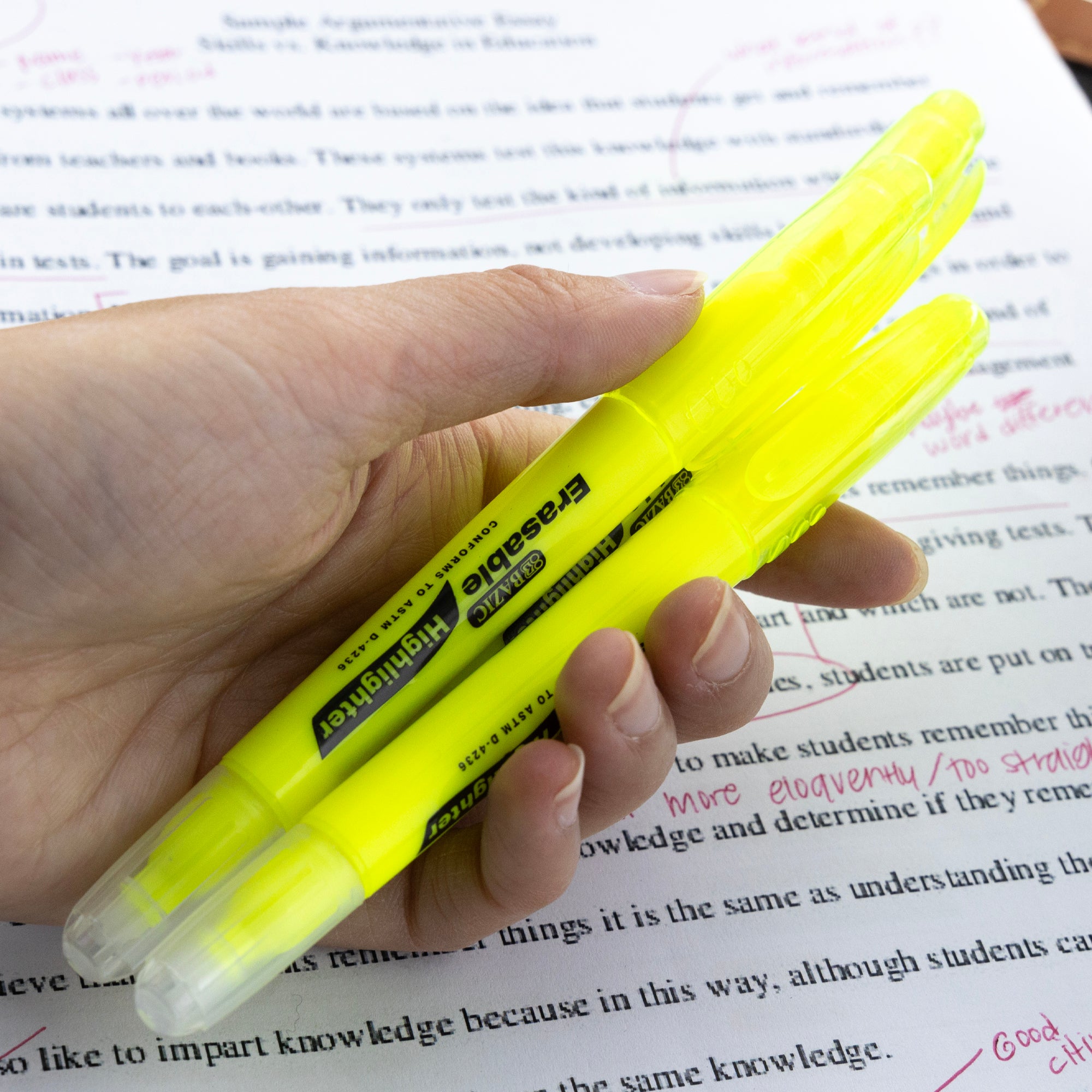 Yellow Erasable Highlighters (3/Pack)