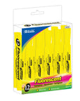Yellow Desk Style Fluorescent Highlighters (12/Box)