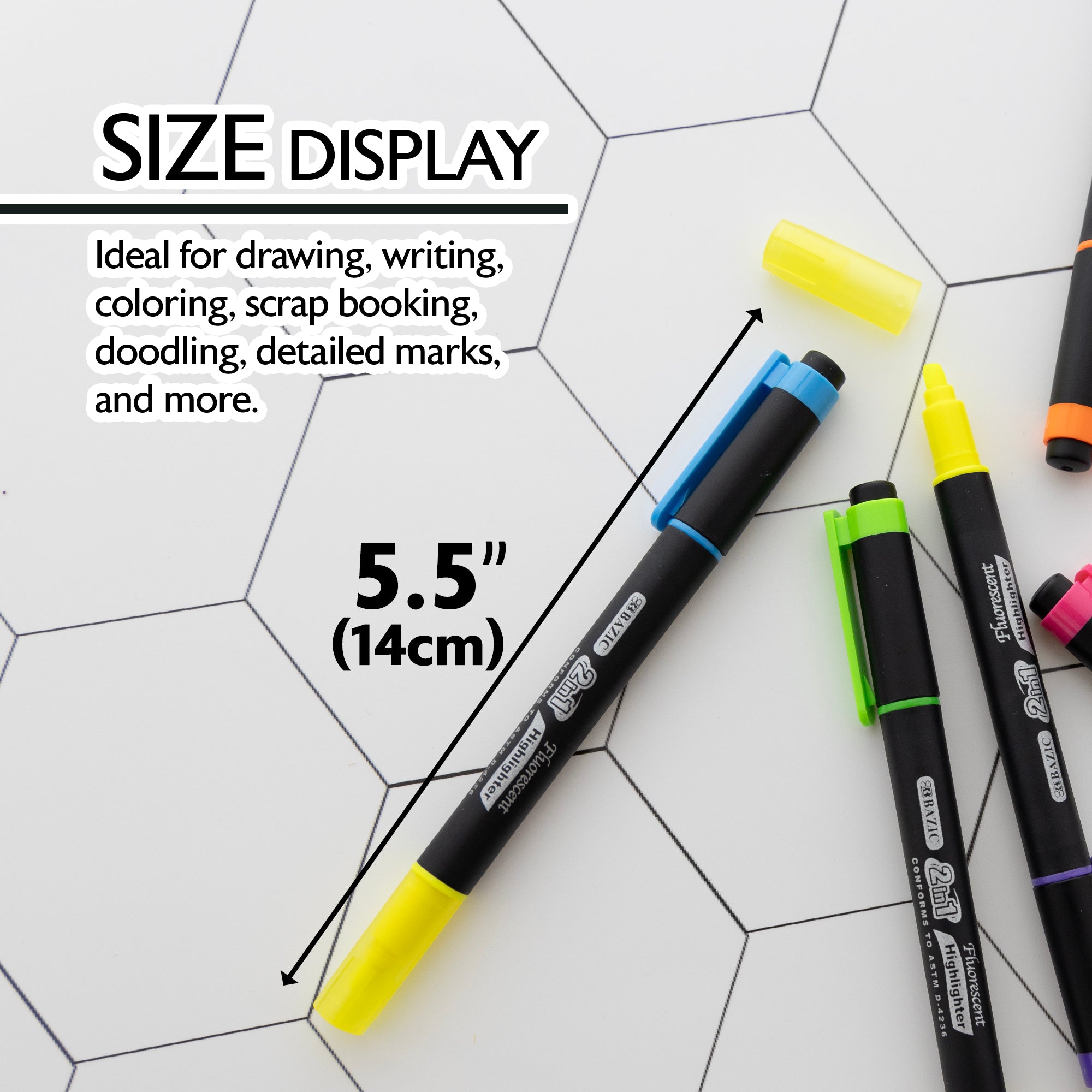 Double Tip Fluorescent Highlighters (5/Pack)
