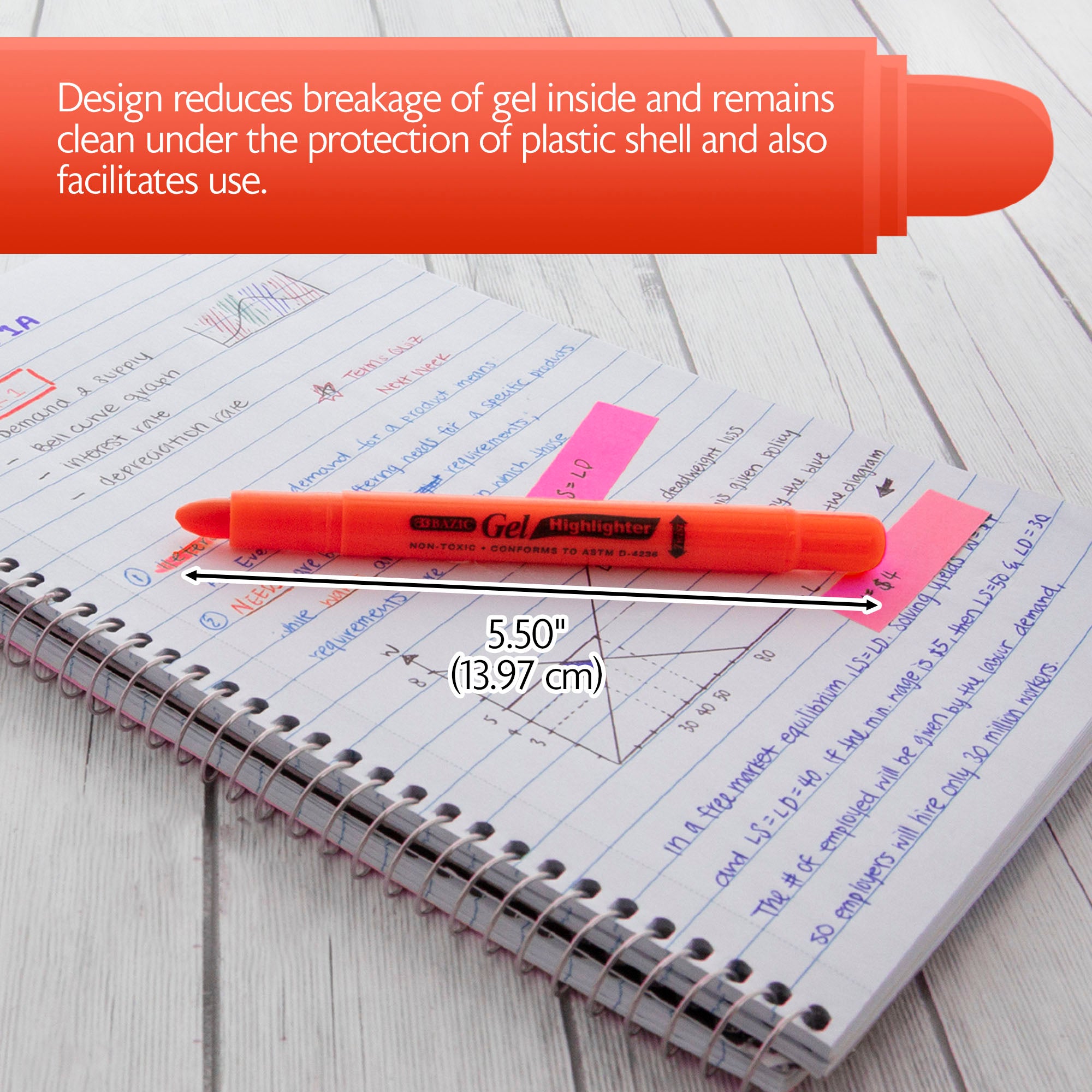 5 Fluorescent Gel Highlighters