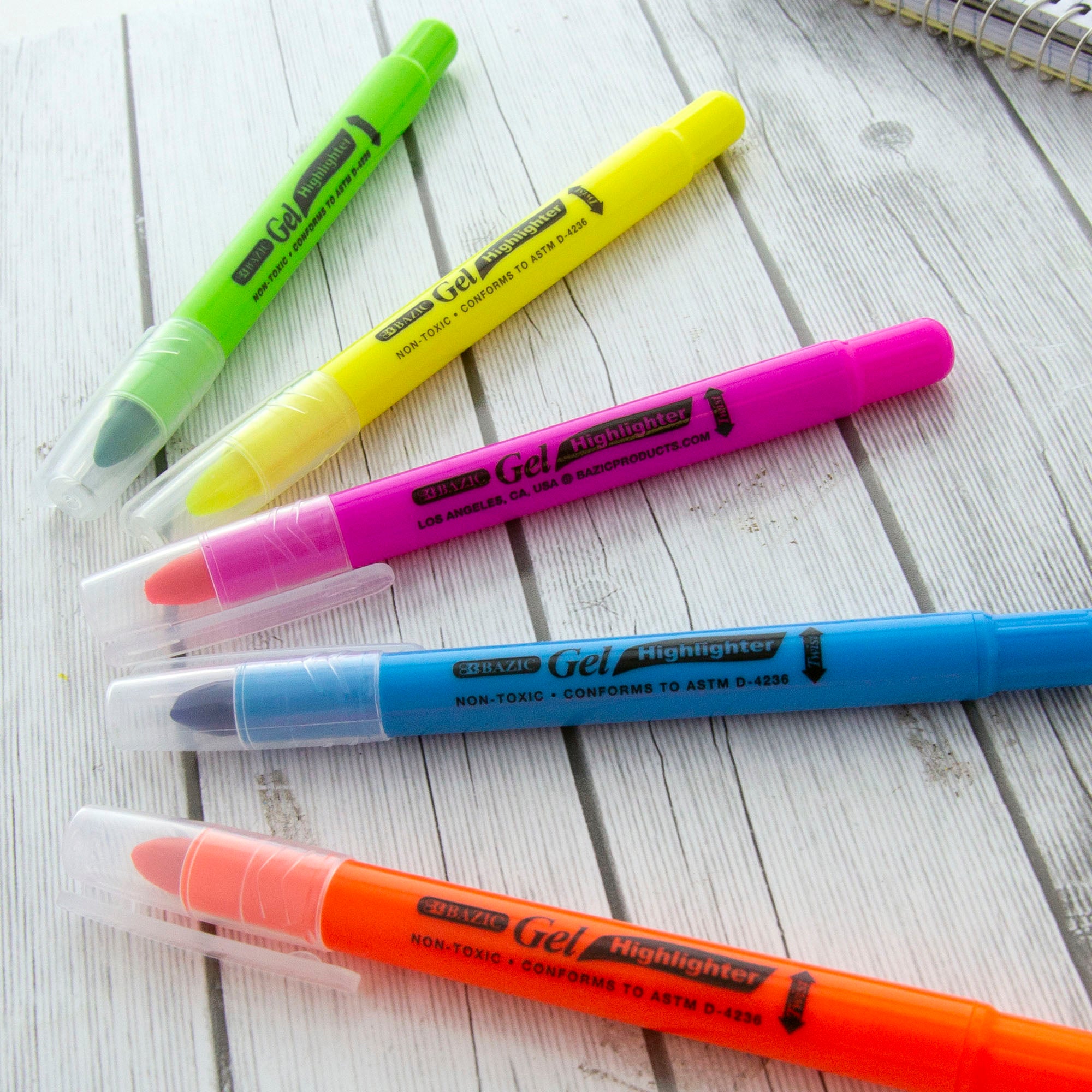5 Fluorescent Gel Highlighters