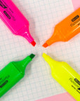 Fluorescent Highlighters w/ Pocket Clip (4/Pack)