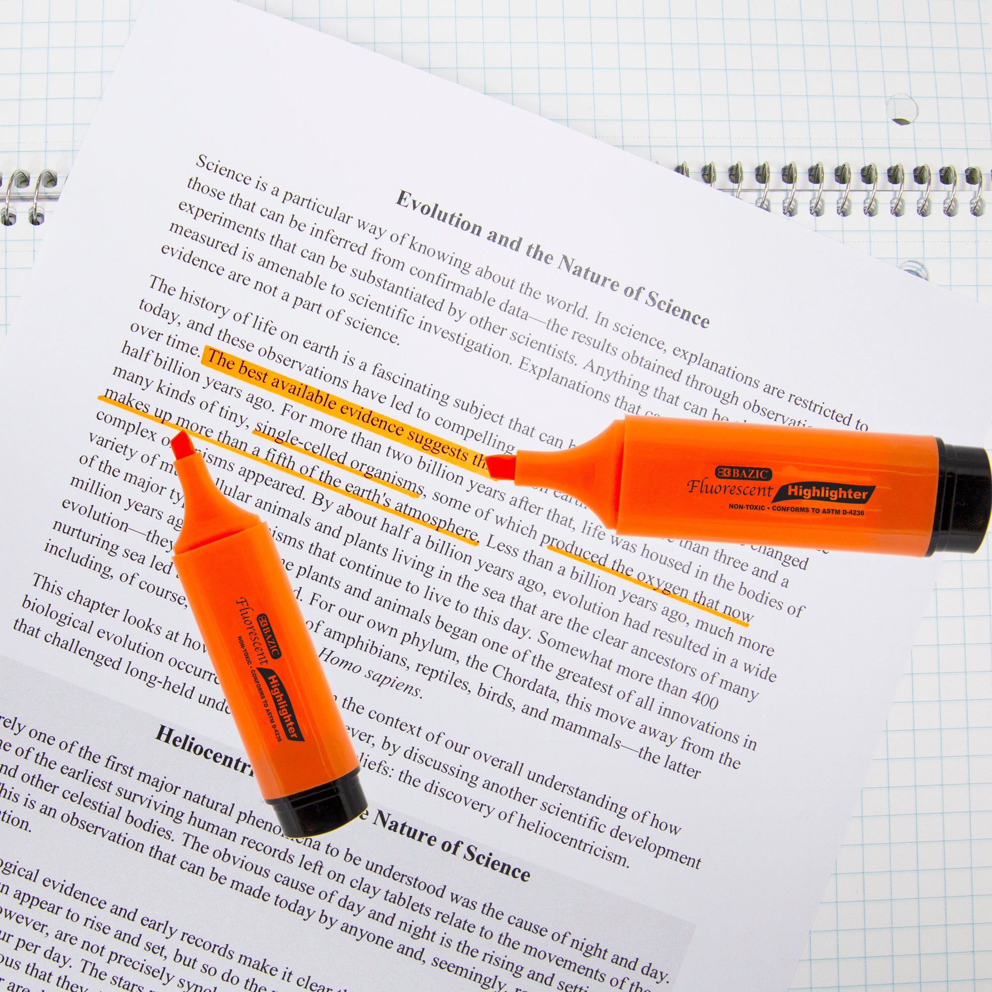Fluorescent Highlighters w/ Pocket Clip (4/Pack)