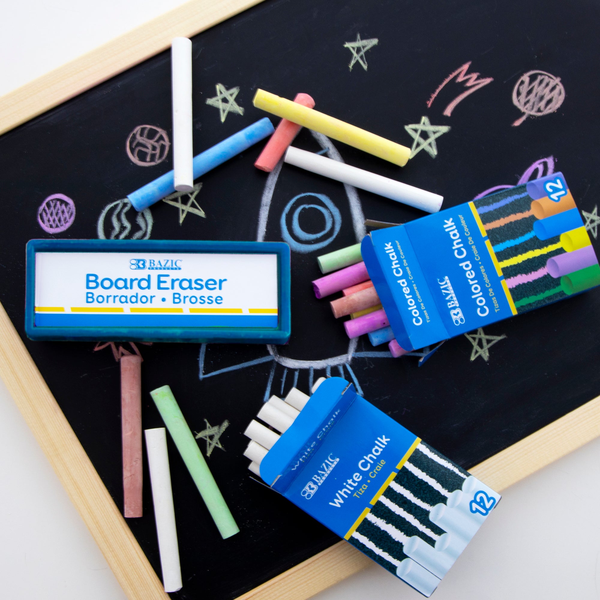12 Color & 12 White Chalk w/ Eraser Set