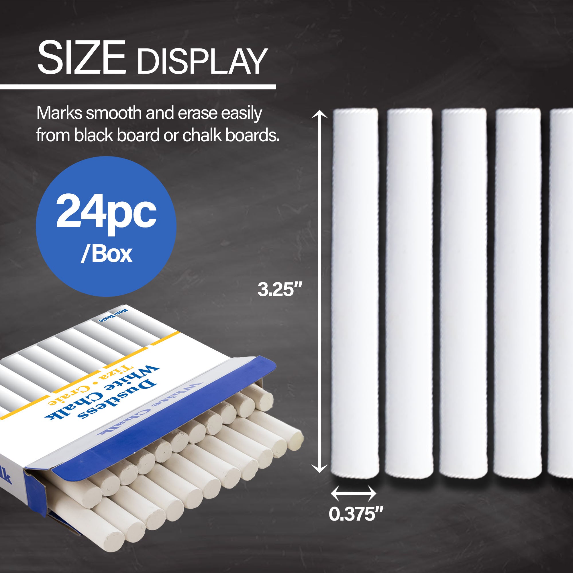 Dustless White Chalk (24/Box)