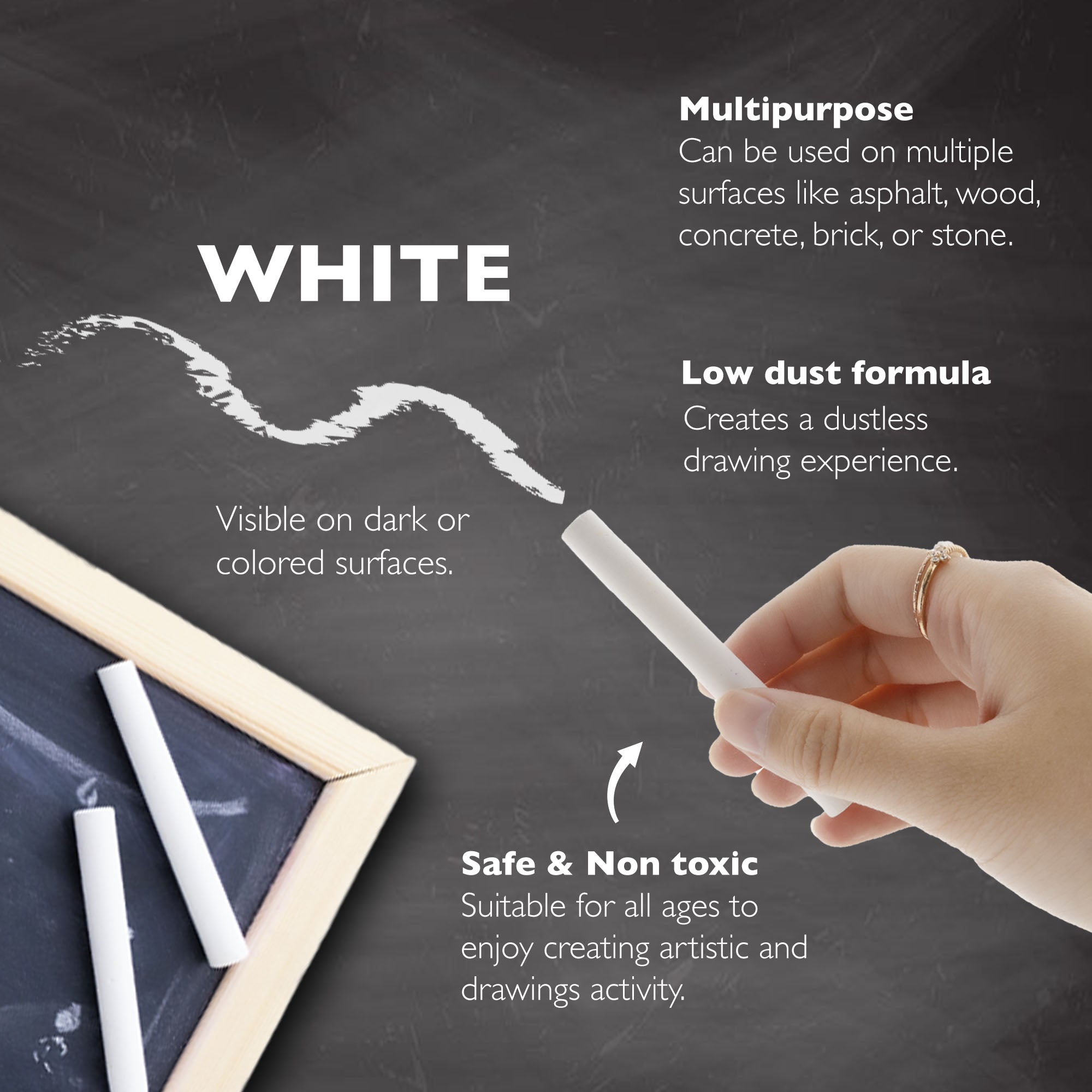 Dustless White Chalk (24/Box)