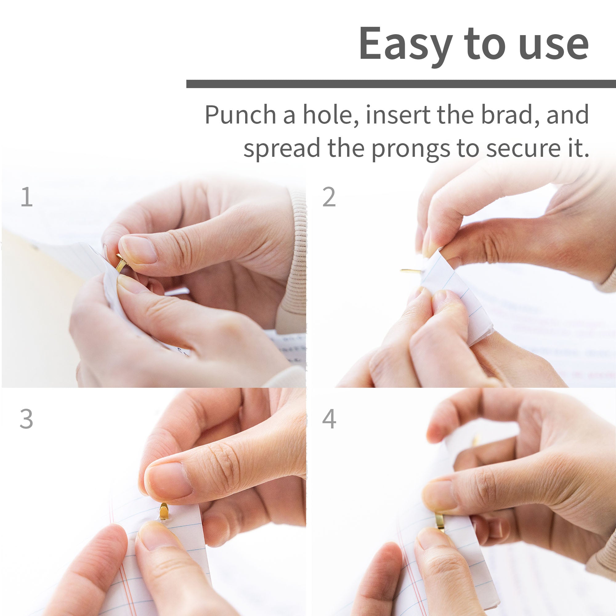 1/2" Brass-Plated Fasteners (100/Pack)