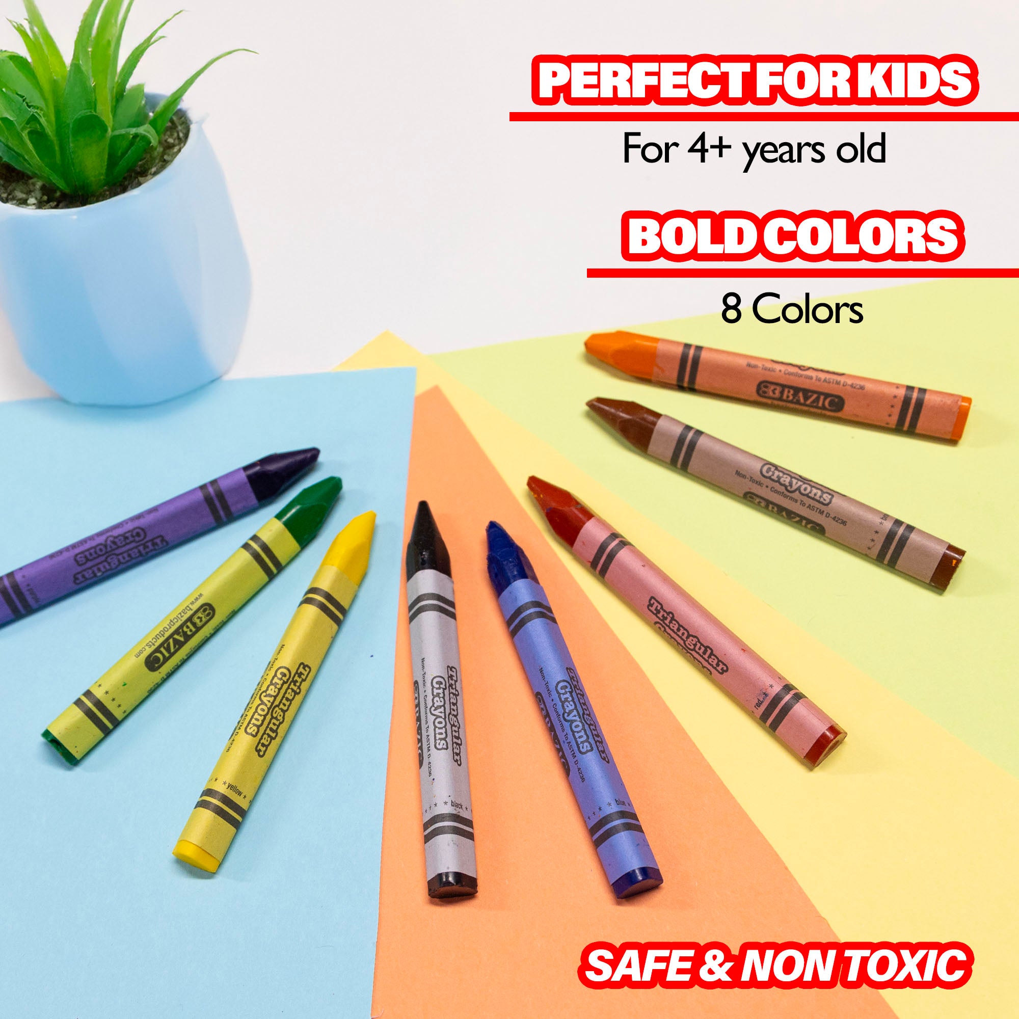 8 Color Premium Jumbo Triangle Crayons