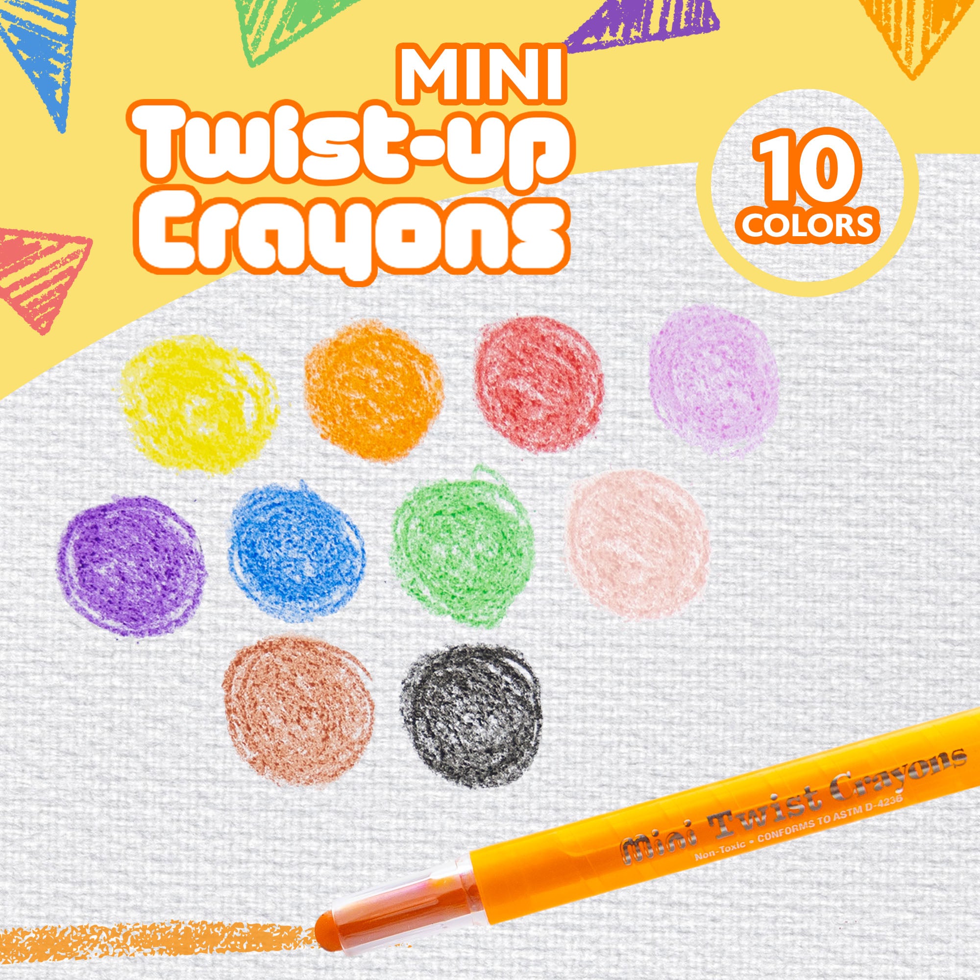 10 Color Mini Twist-Up Propelling Crayons