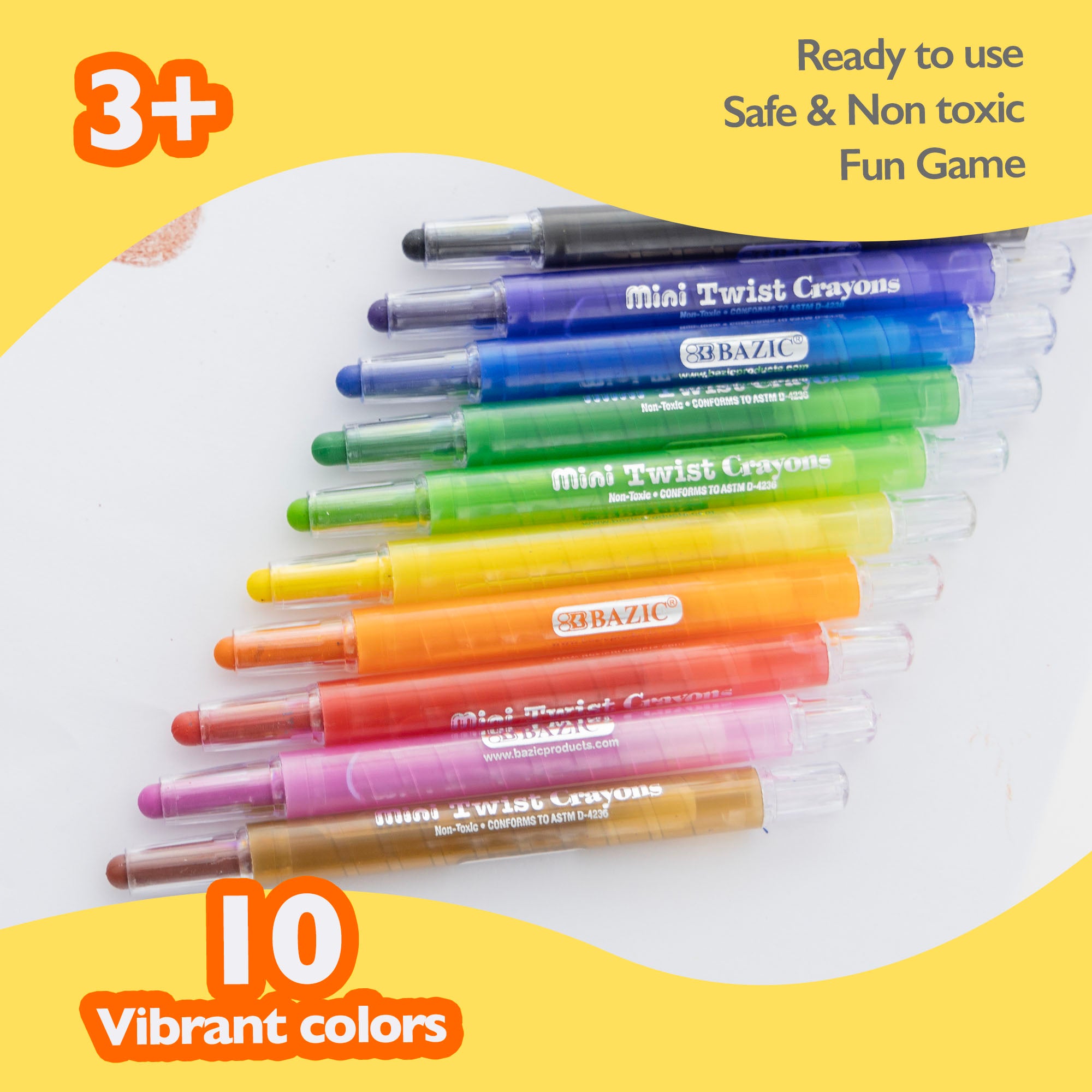 10 Color Mini Twist-Up Propelling Crayons