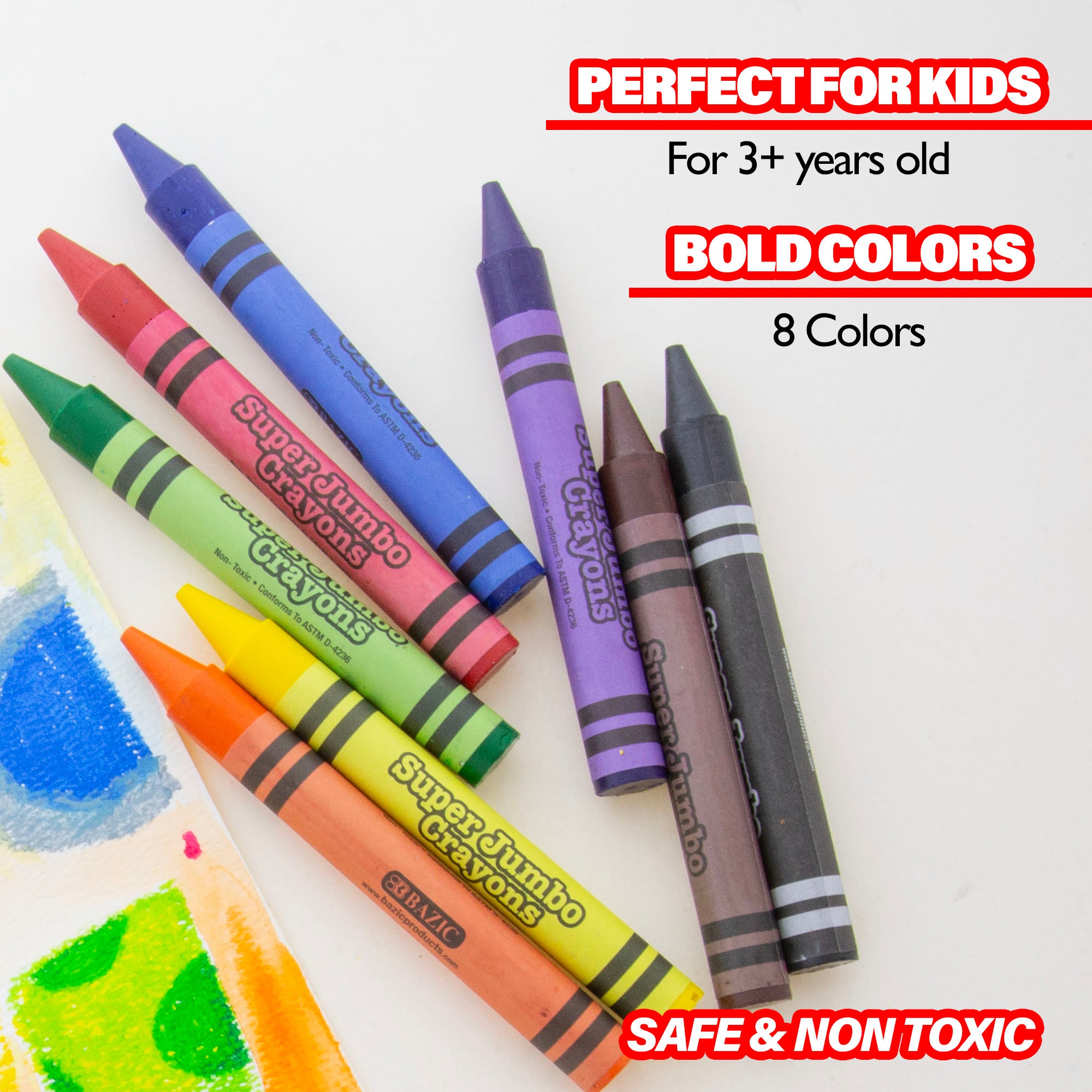 8 Color Premium Super Jumbo Crayons