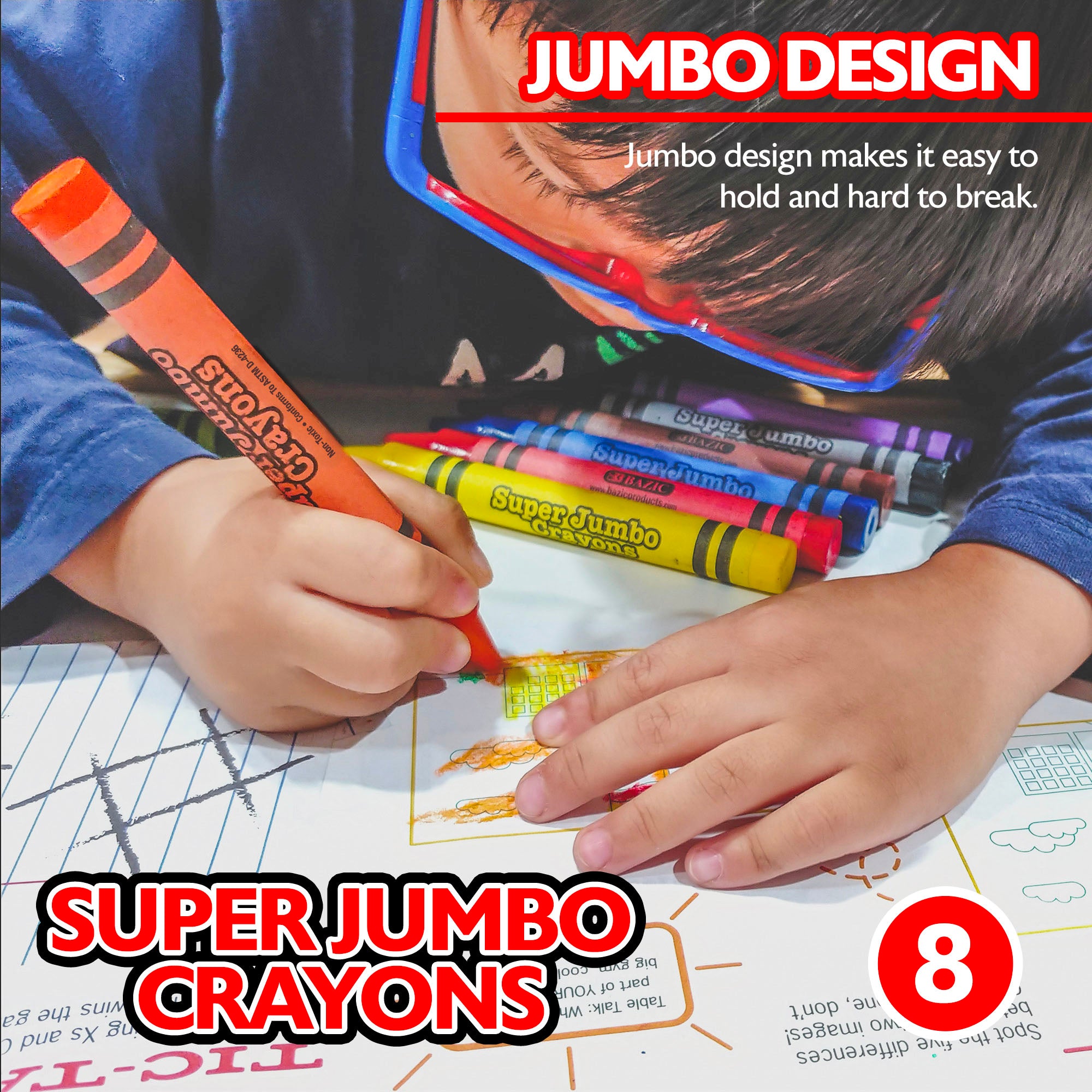 8 Color Premium Super Jumbo Crayons