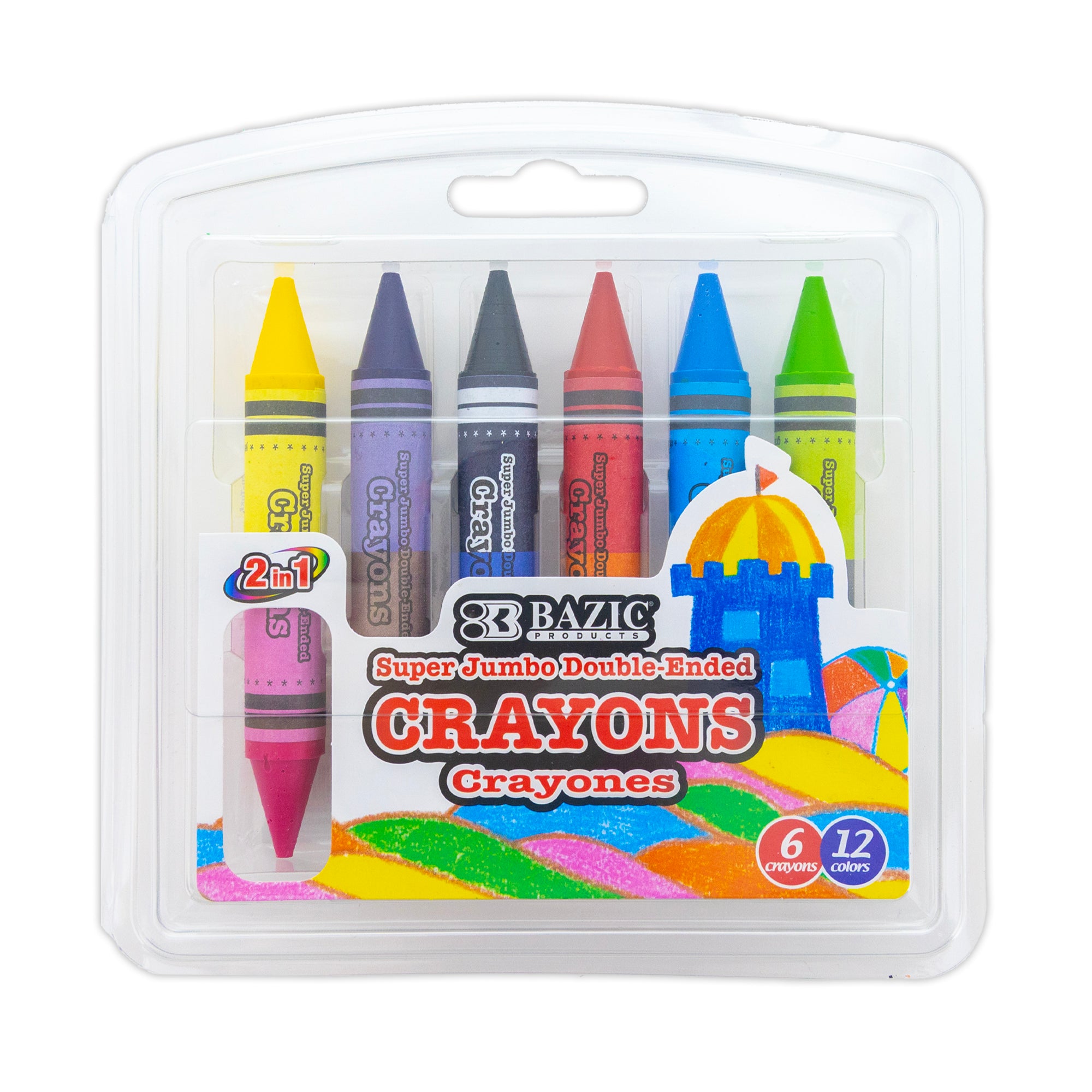 12 Color Double-Ended Premium Super Jumbo Crayons