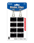 Medium 1 1/4" (32mm) Black Binder Clip (8/Pack)