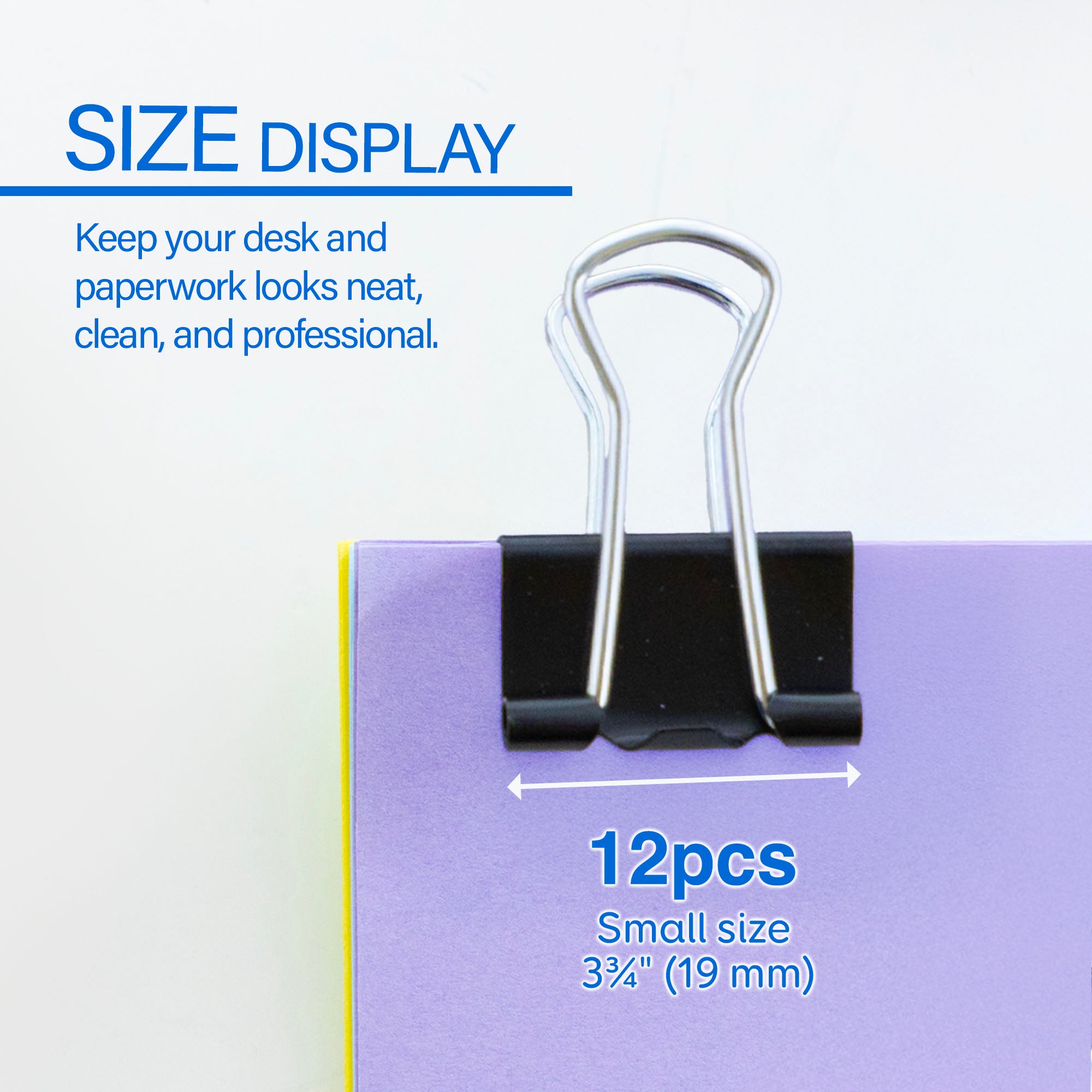 Small 3/4" (19mm) Black Binder Clip (12/Box)