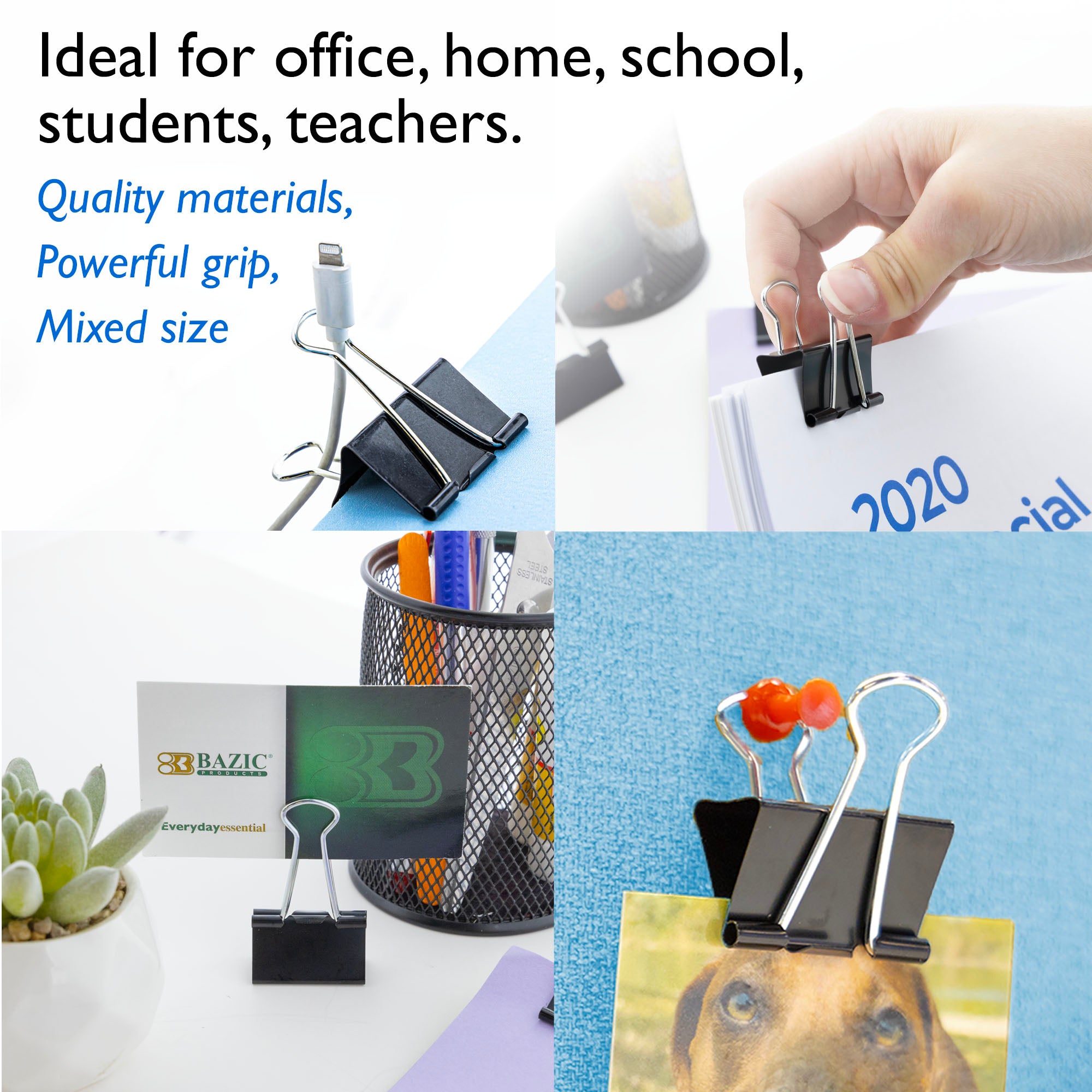 Medium 1 1/4" (32mm) Black Binder Clip (12/Box)