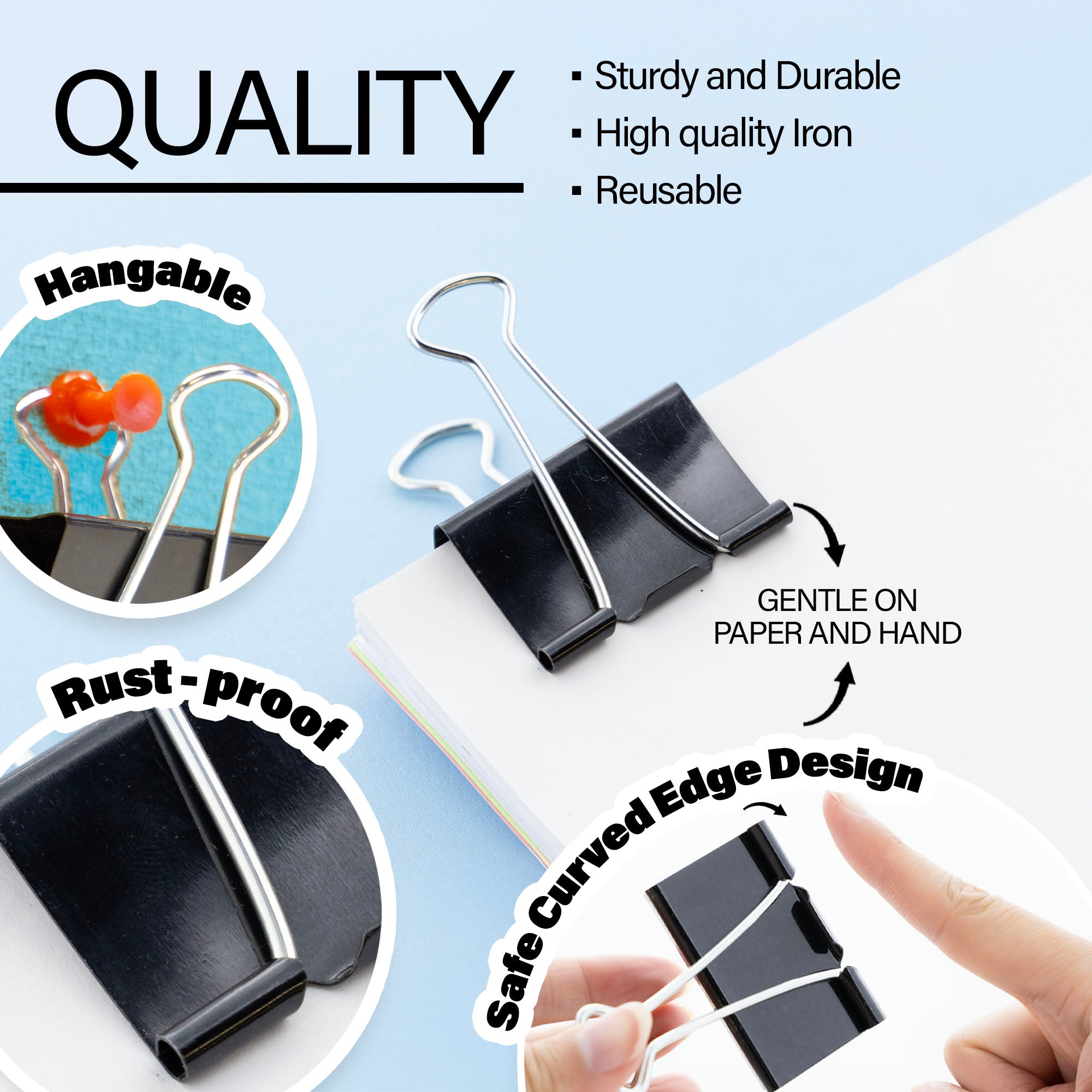 Large 2" (51mm) Black Binder Clip (12/Box)