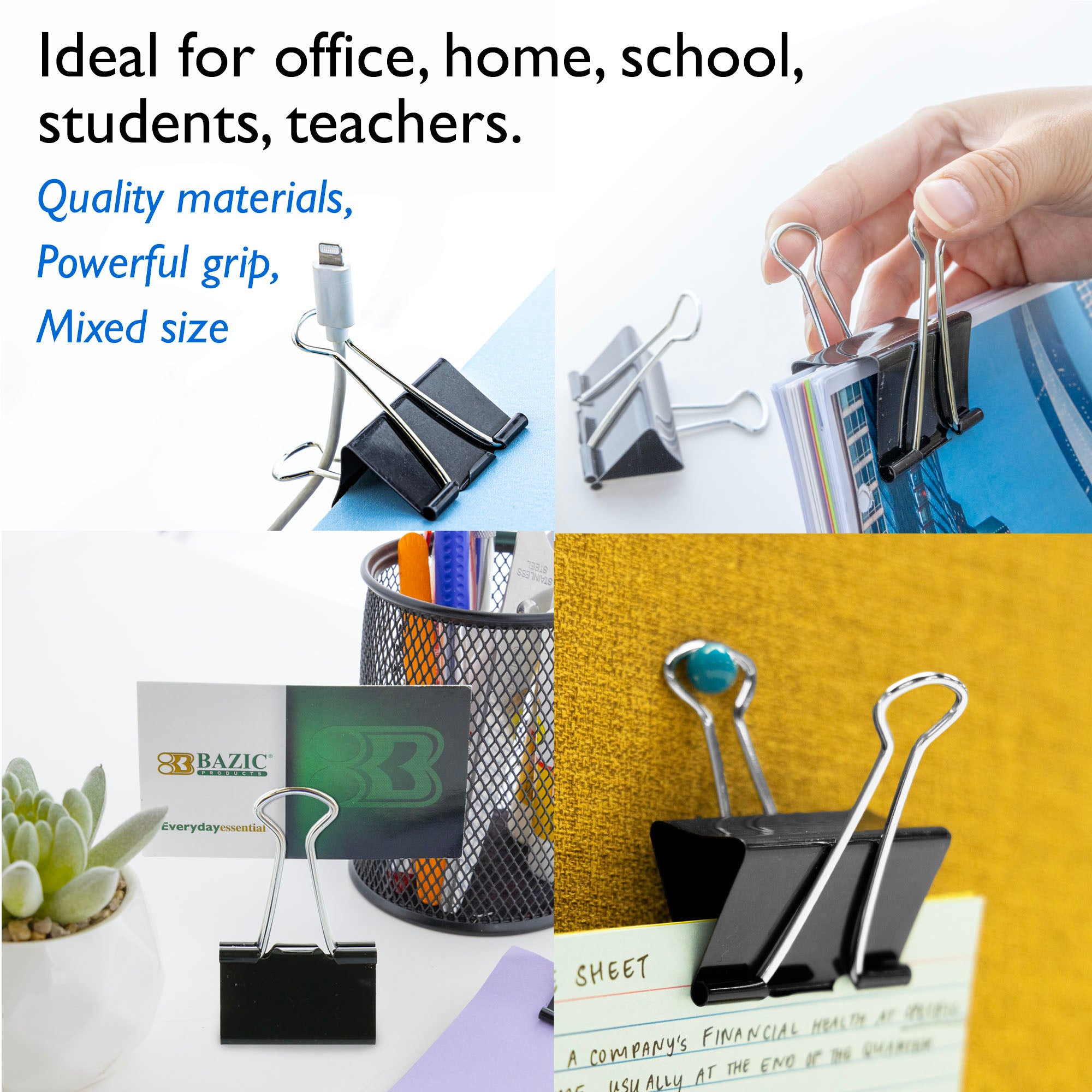 Large 2" (51mm) Black Binder Clip (12/Box)
