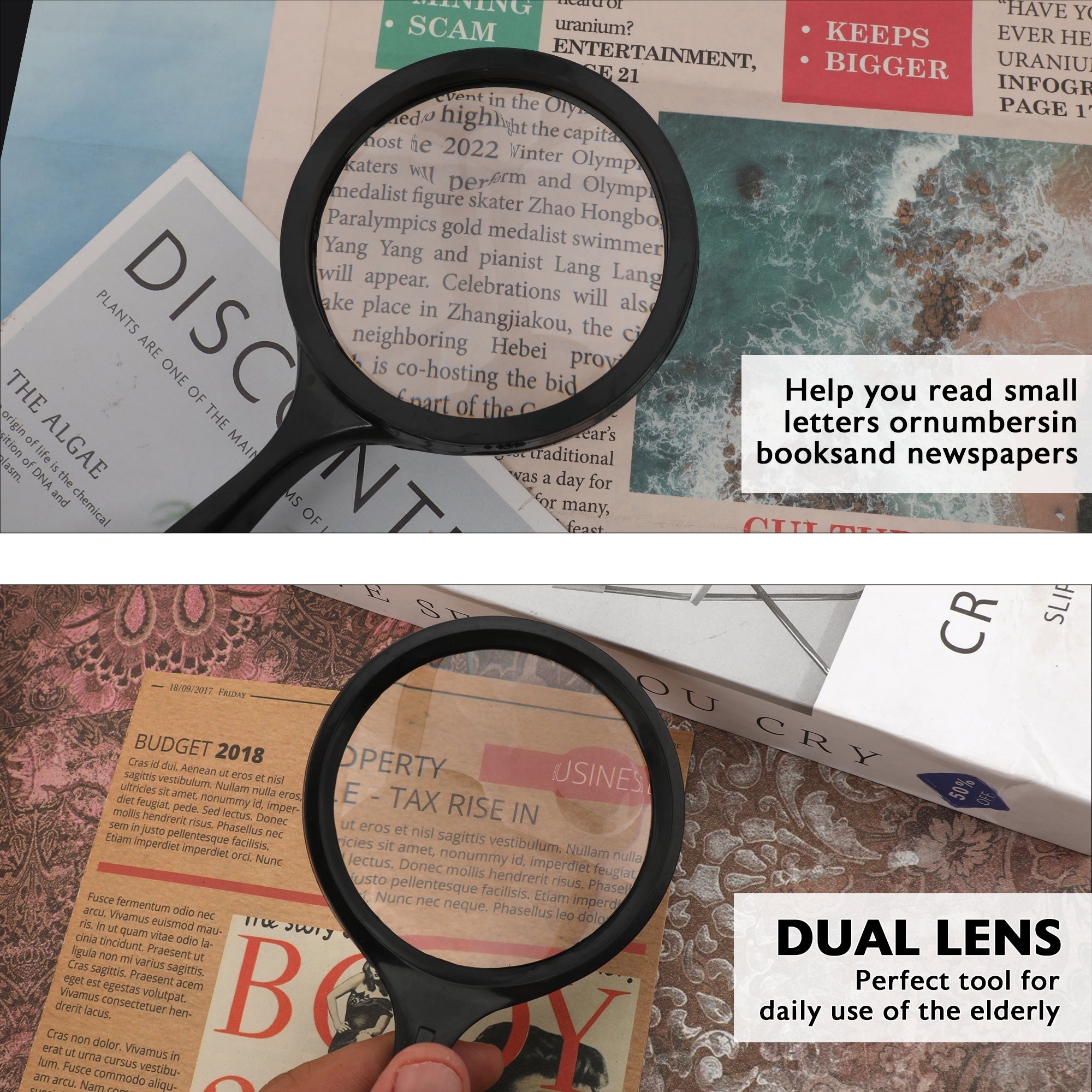 3" Round 2x Handheld Magnifier & 4x Bifocal Inset