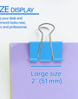 Large 2" (51mm) Assorted Color Binder Clip (4/Pack)