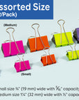 Assorted Size Color Binder Clip (12/Pack)