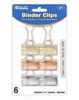 Medium 1 1/4" (32mm) Assorted Color Metallic Binder Clip (6/Pack)