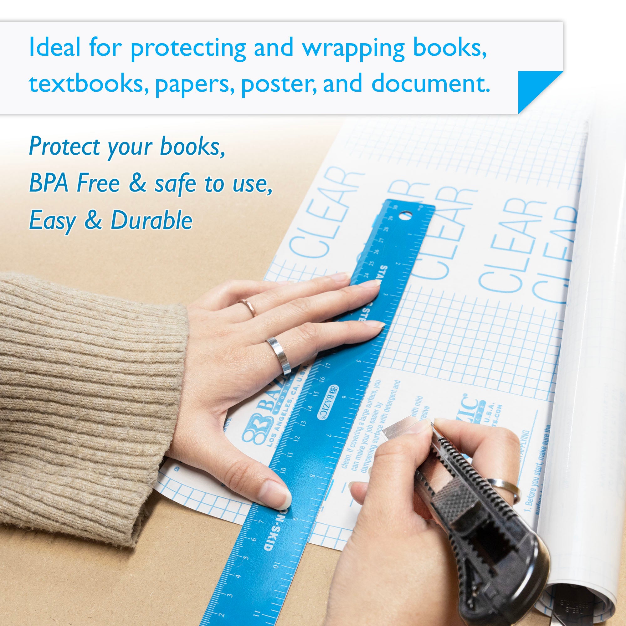 17.5" X 5' Clear Self Adhesive Book Cover
