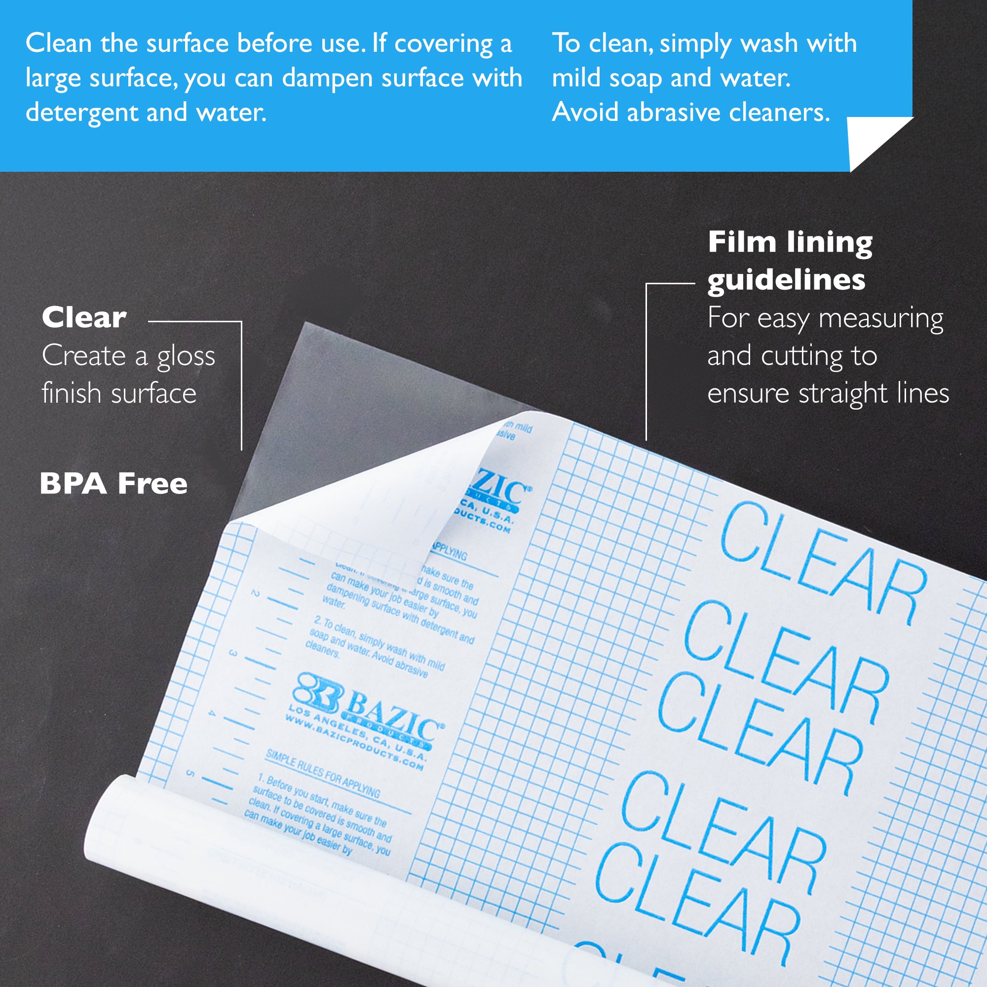 17.5" X 5' Clear Self Adhesive Book Cover