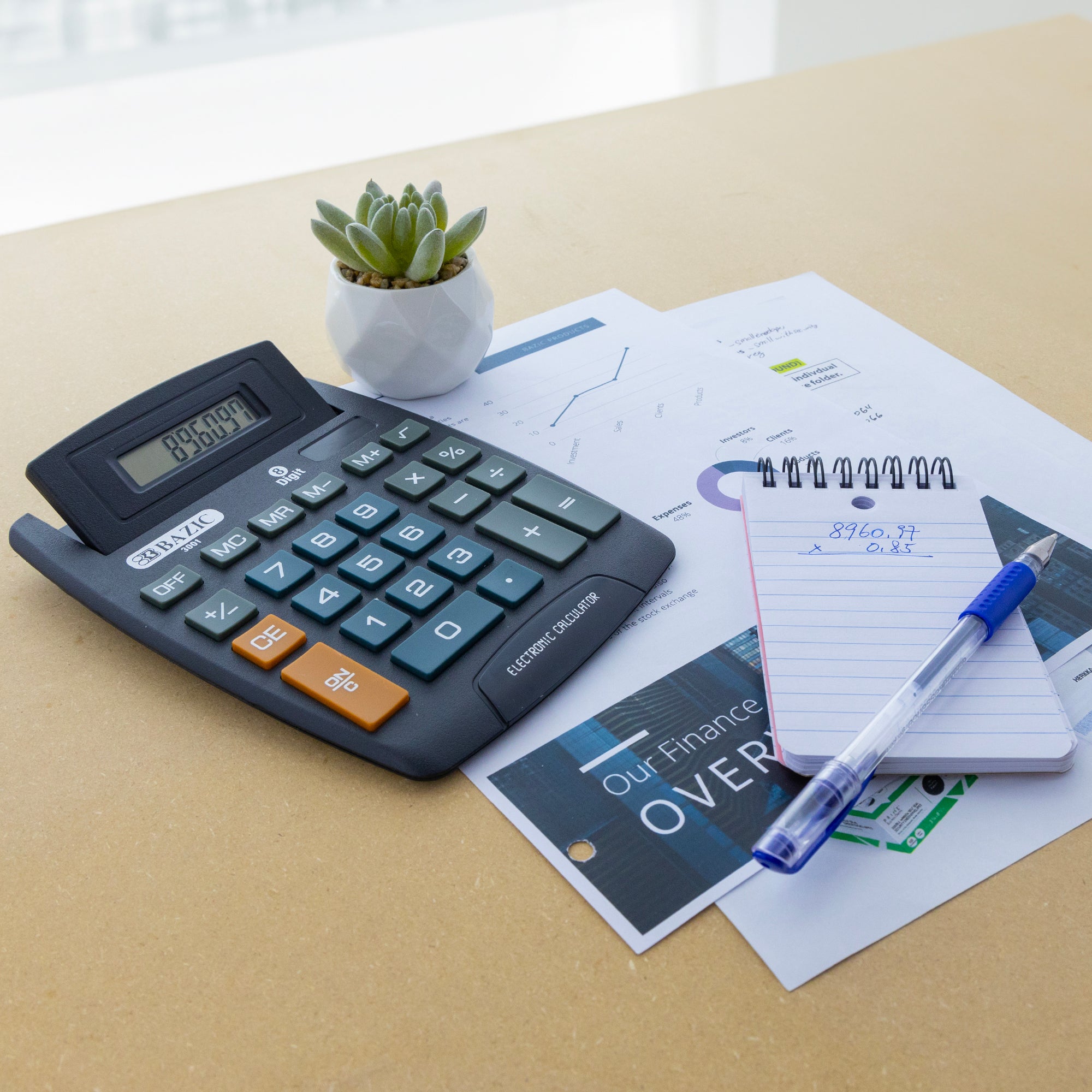 8-Digit Large Desktop Calculator w/ Adjustable Display