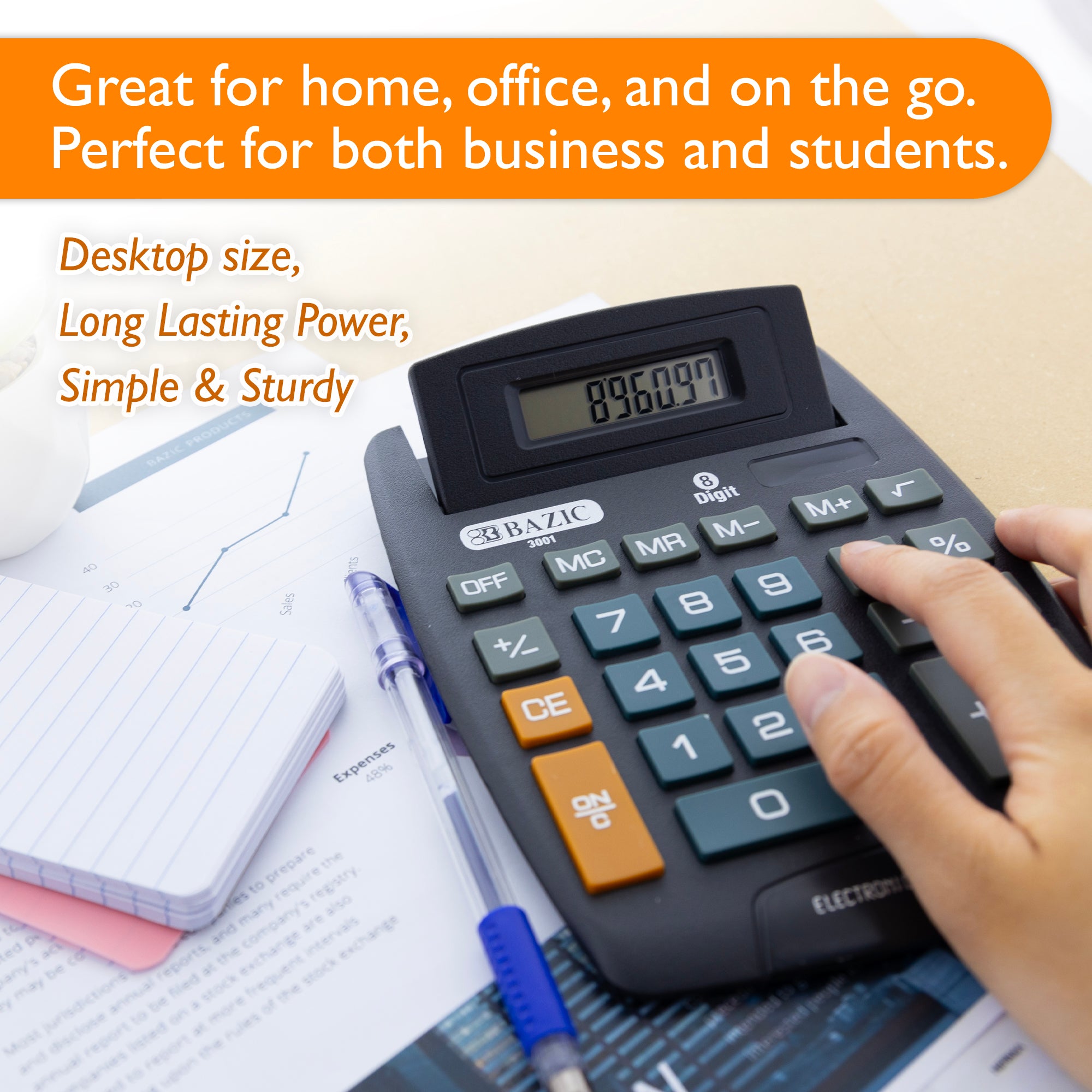 8-Digit Large Desktop Calculator w/ Adjustable Display