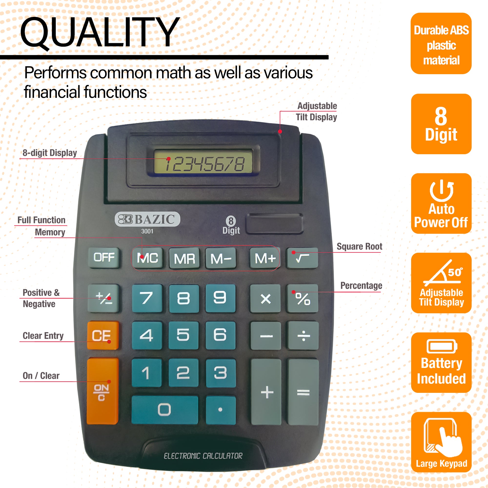 8-Digit Large Desktop Calculator w/ Adjustable Display