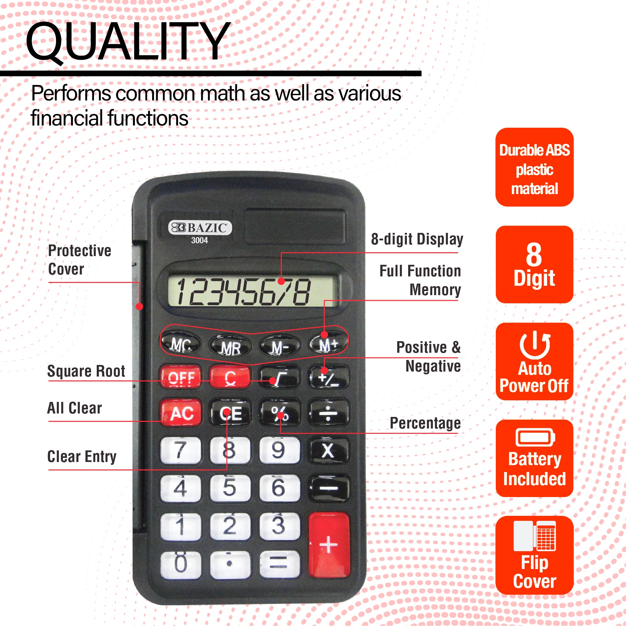 8-Digit Pocket Size Calculator w/ Flip Cover