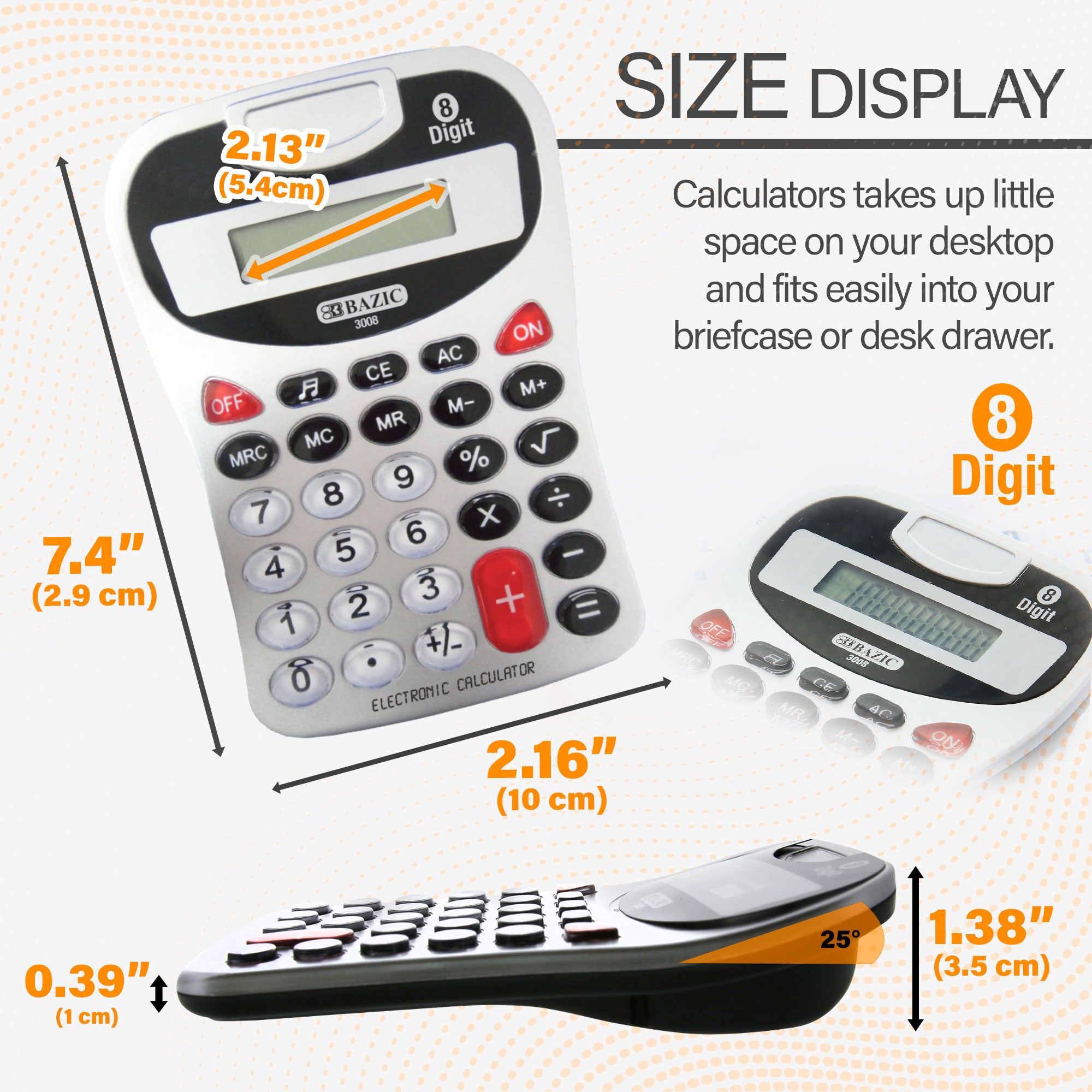 8-Digit Silver Desktop Calculator w/ Tone