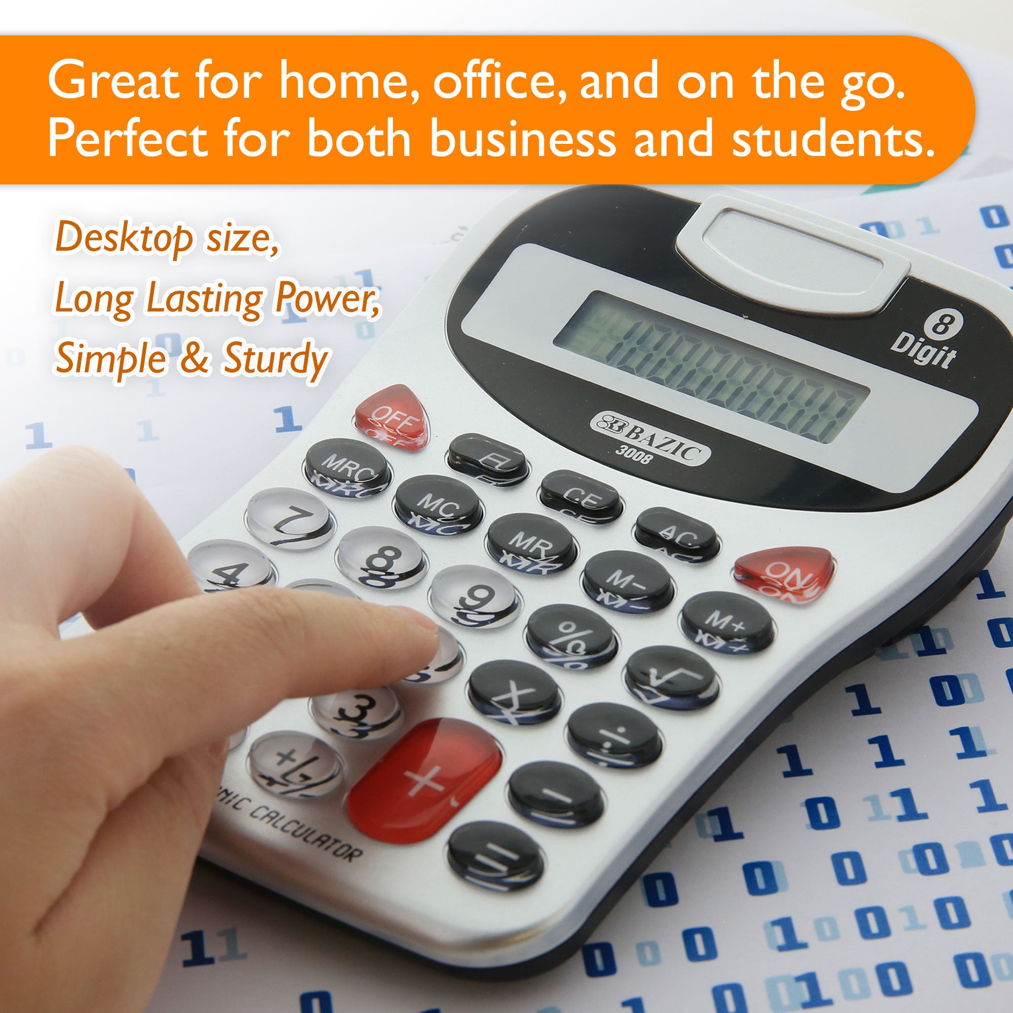 8-Digit Silver Desktop Calculator w/ Tone